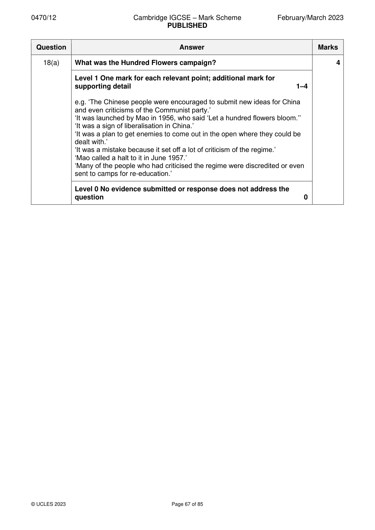 Mark scheme, page 67 of 85