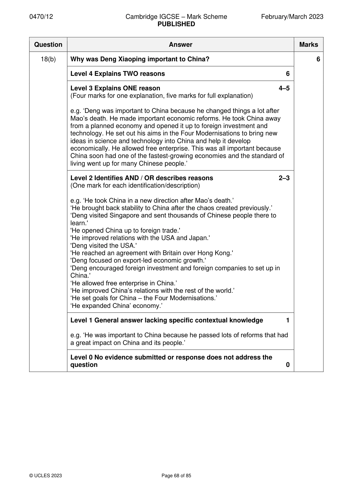 Mark scheme, page 68 of 85