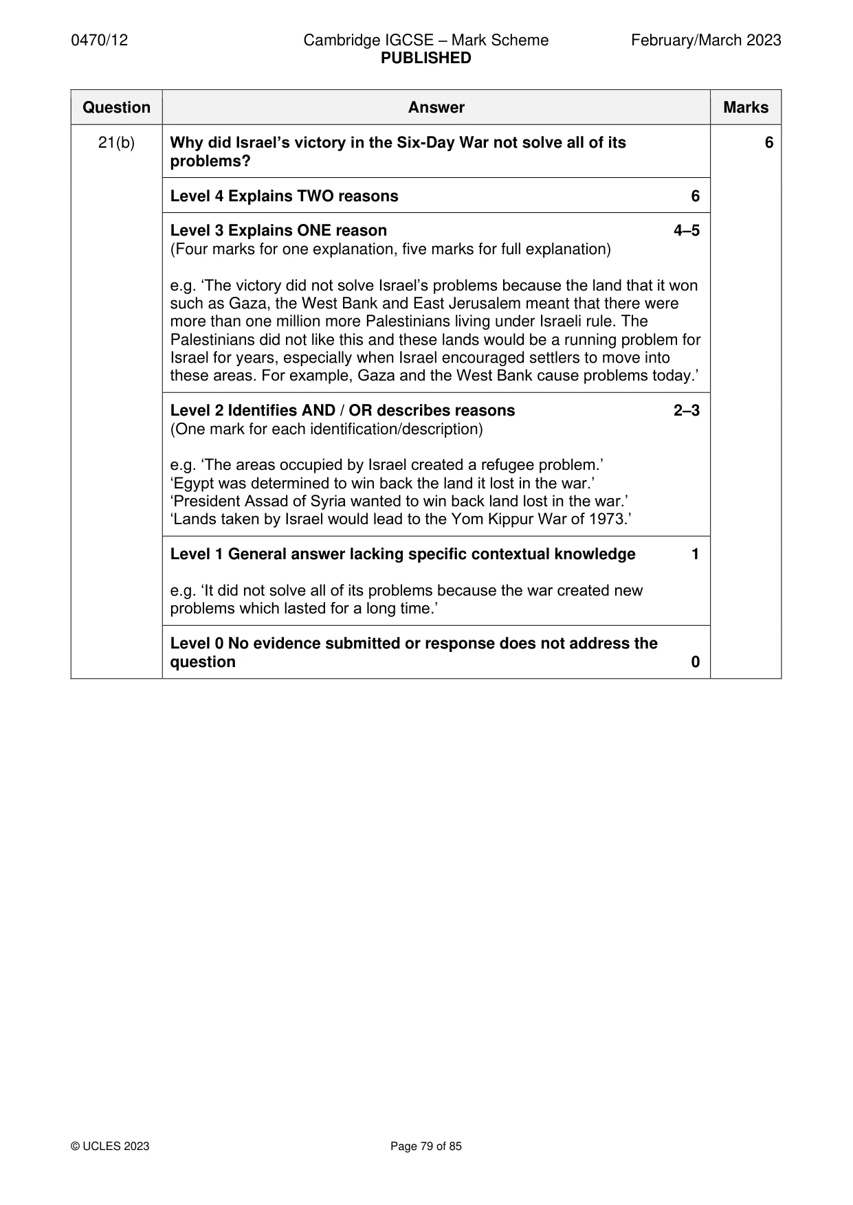 Mark scheme, page 79 of 85