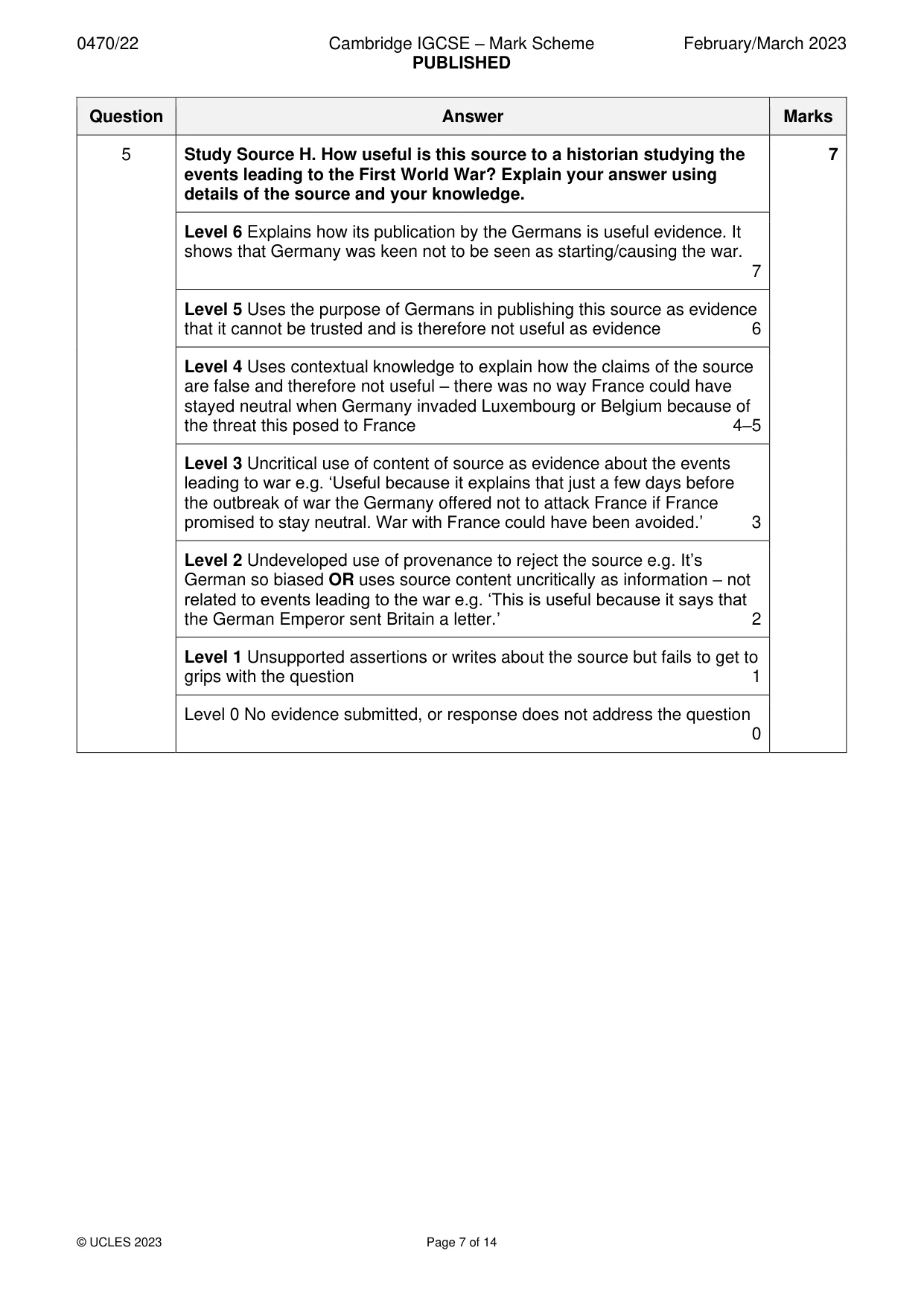 Mark scheme, page 7 of 14