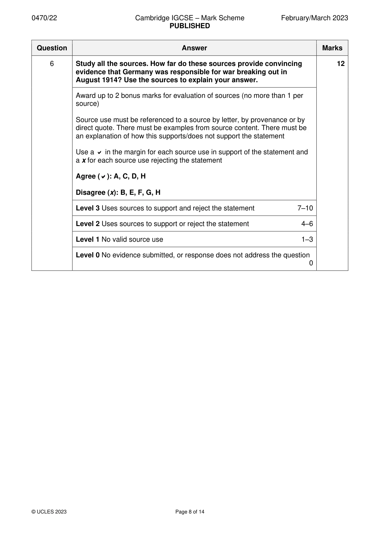 Mark scheme, page 8 of 14