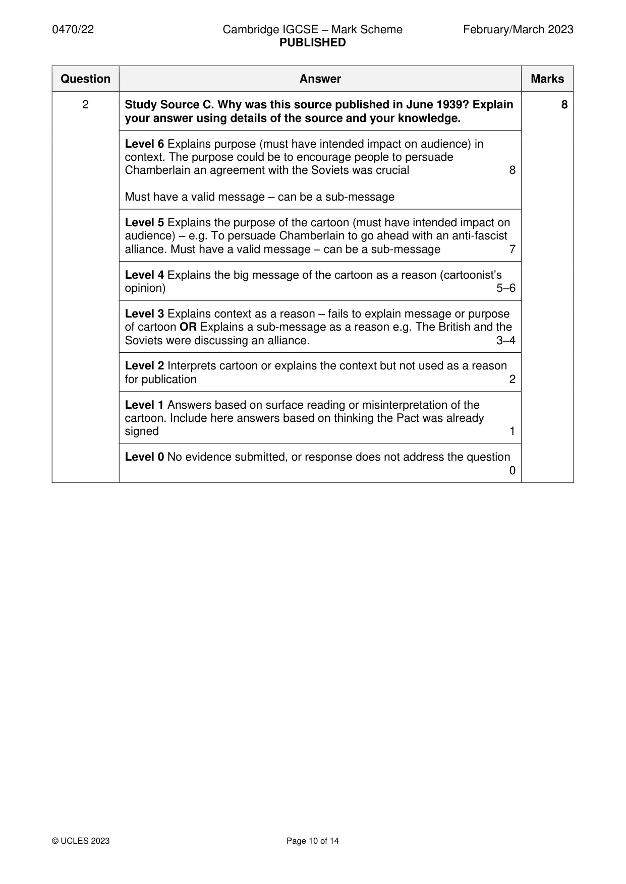 Mark scheme, page 10 of 14