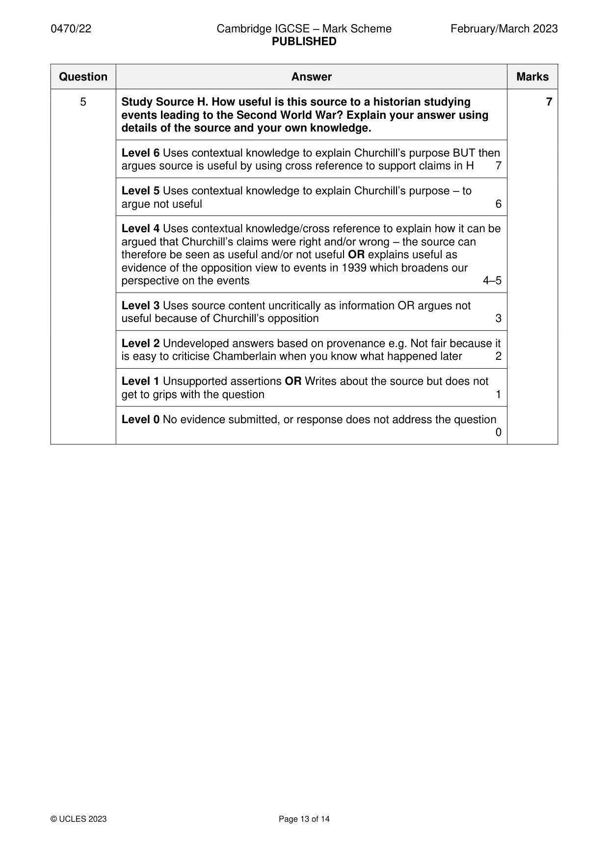 Mark scheme, page 13 of 14