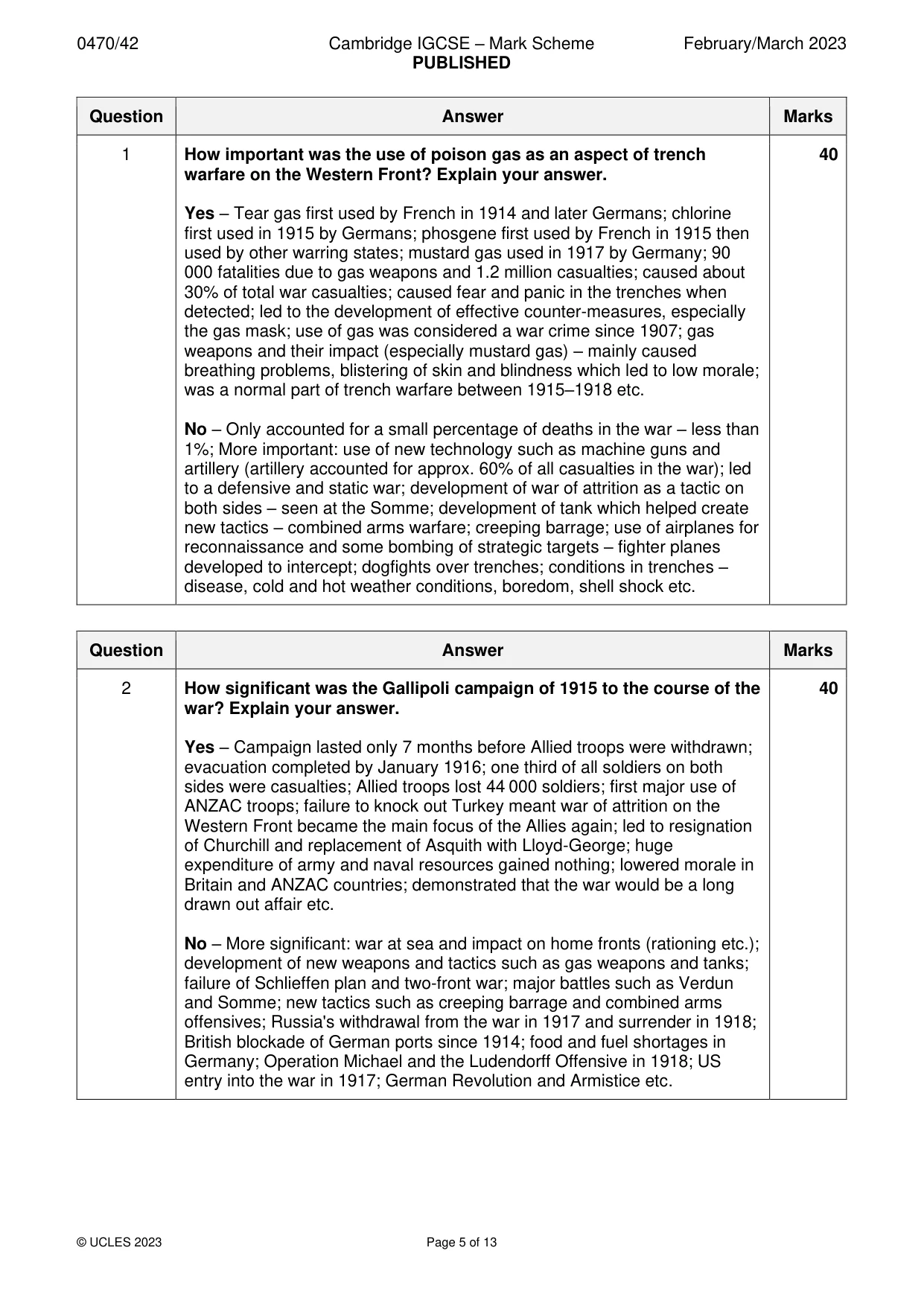 Mark scheme, page 5 of 13
