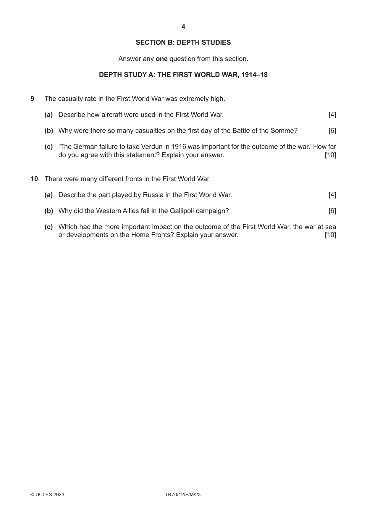 Cambridge IGCSE History 0470 2023 Feb/March Paper 1 · Variant 2 question paper, page 4 of 12