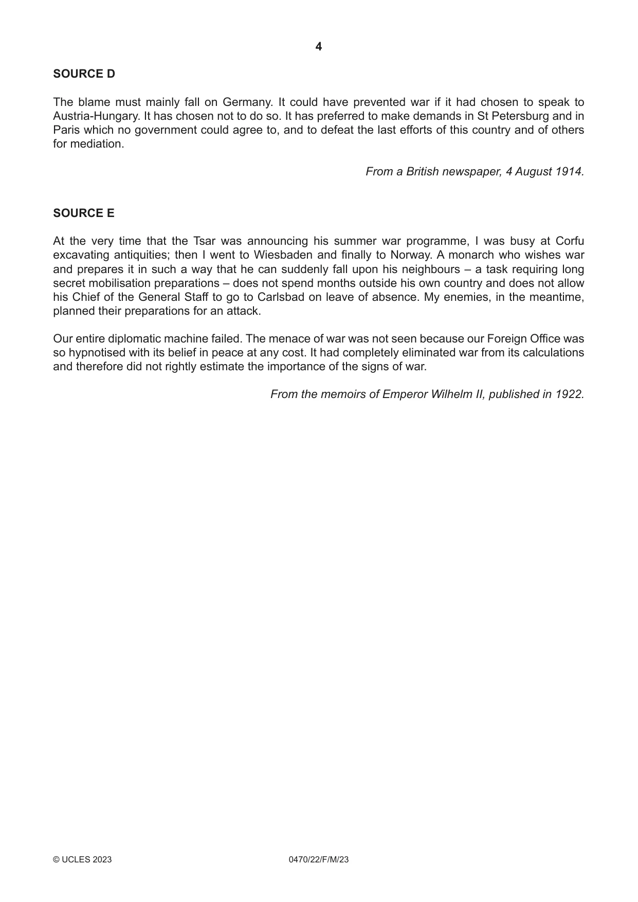 Cambridge IGCSE History 0470 2023 Feb/March Paper 2 · Variant 2 question paper, page 4 of 16