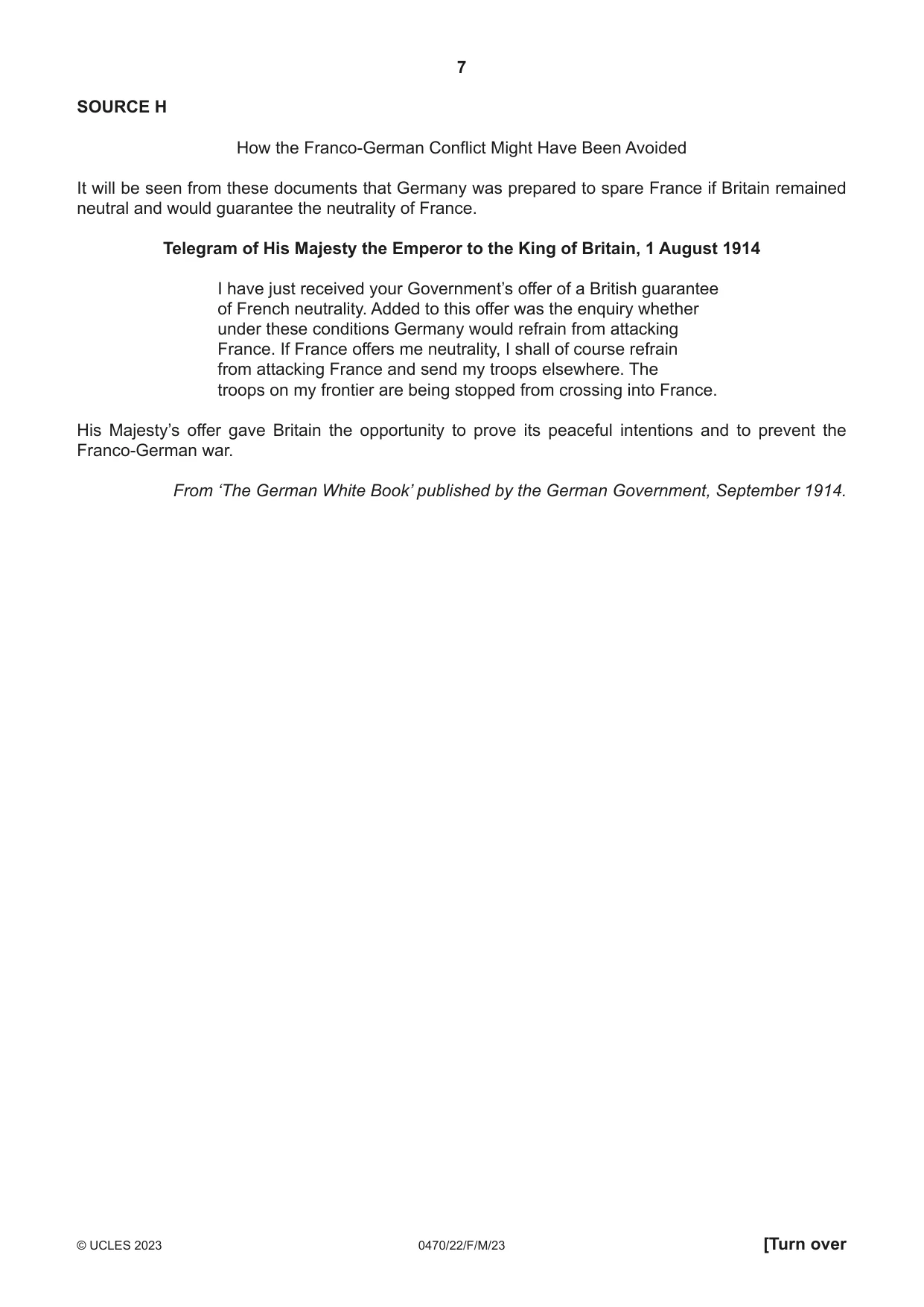 Cambridge IGCSE History 0470 2023 Feb/March Paper 2 · Variant 2 question paper, page 7 of 16
