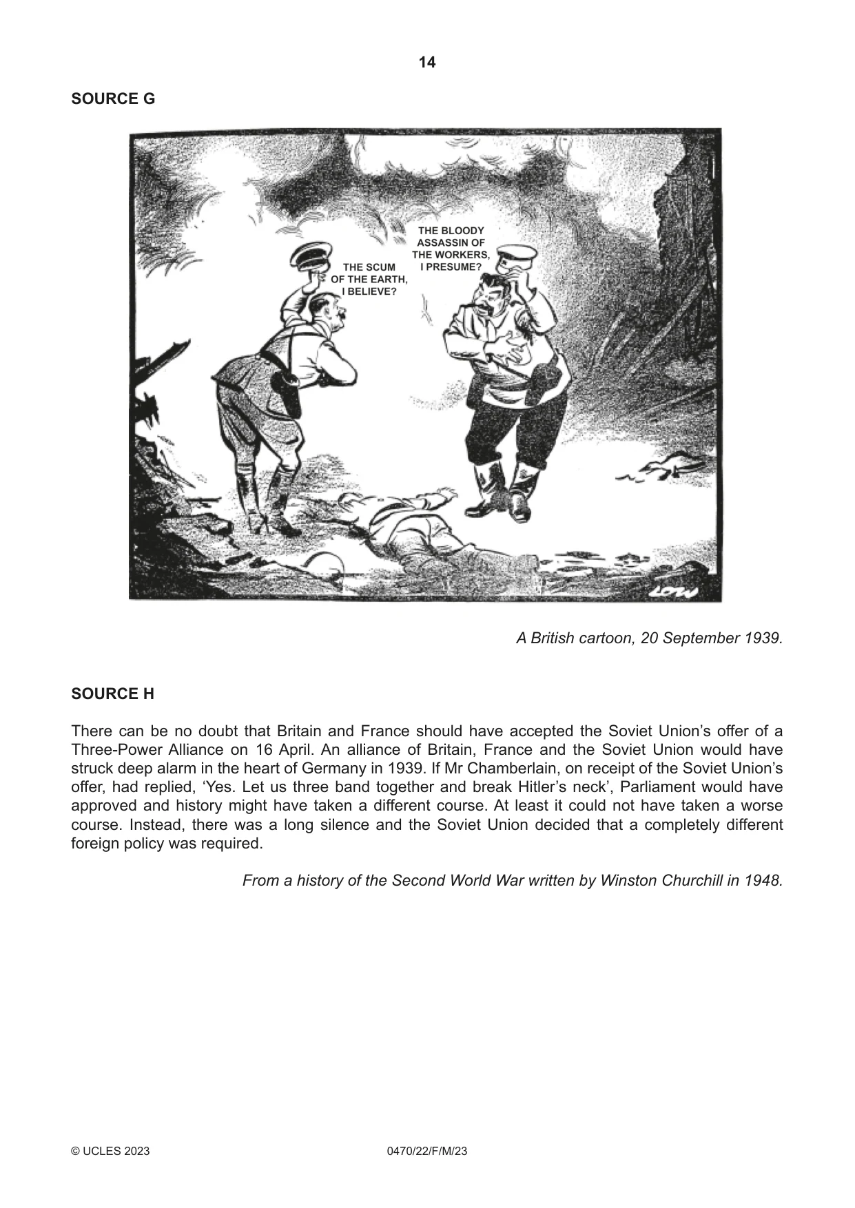 Cambridge IGCSE History 0470 2023 Feb/March Paper 2 · Variant 2 question paper, page 14 of 16
