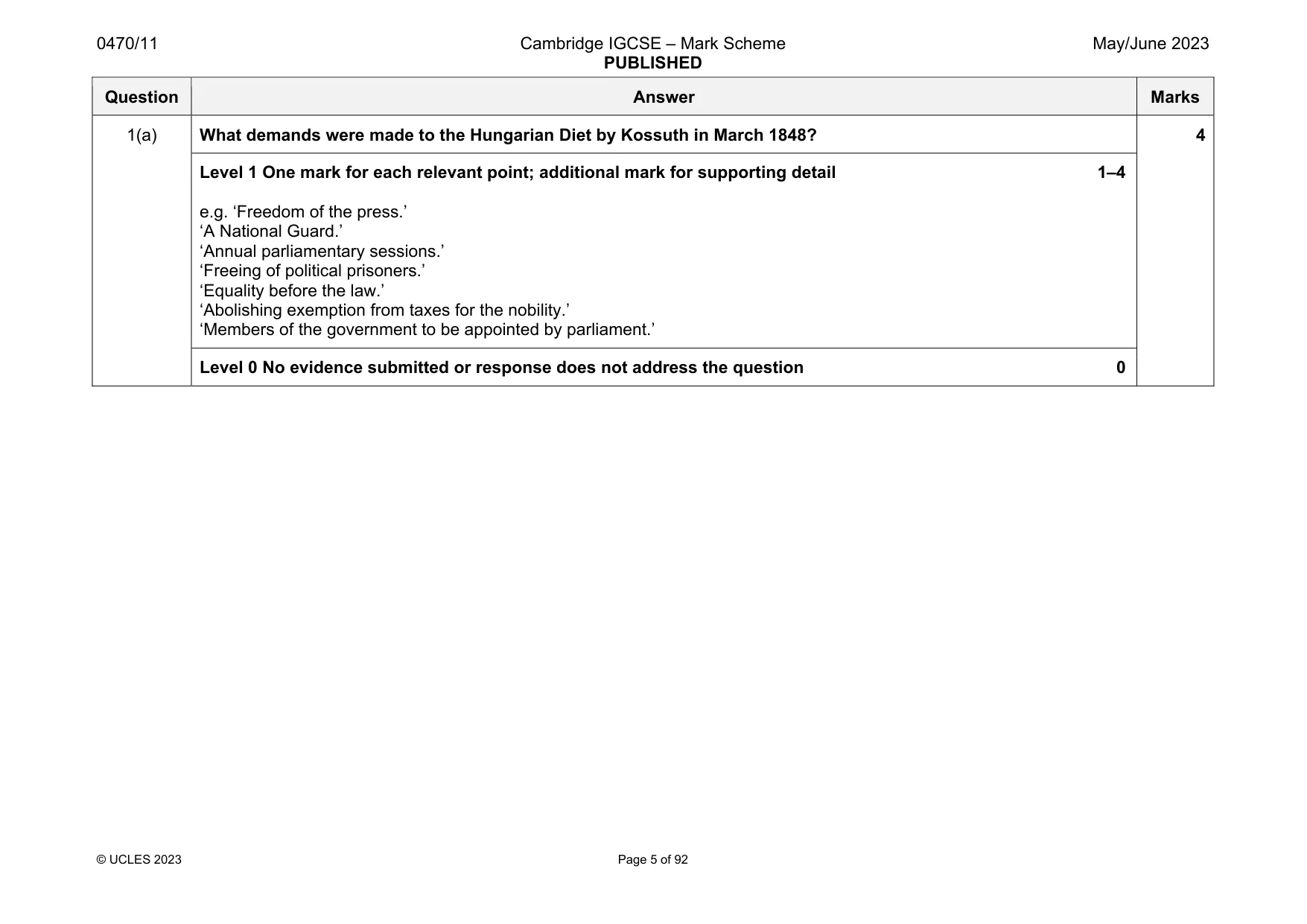 Mark scheme, page 5 of 92