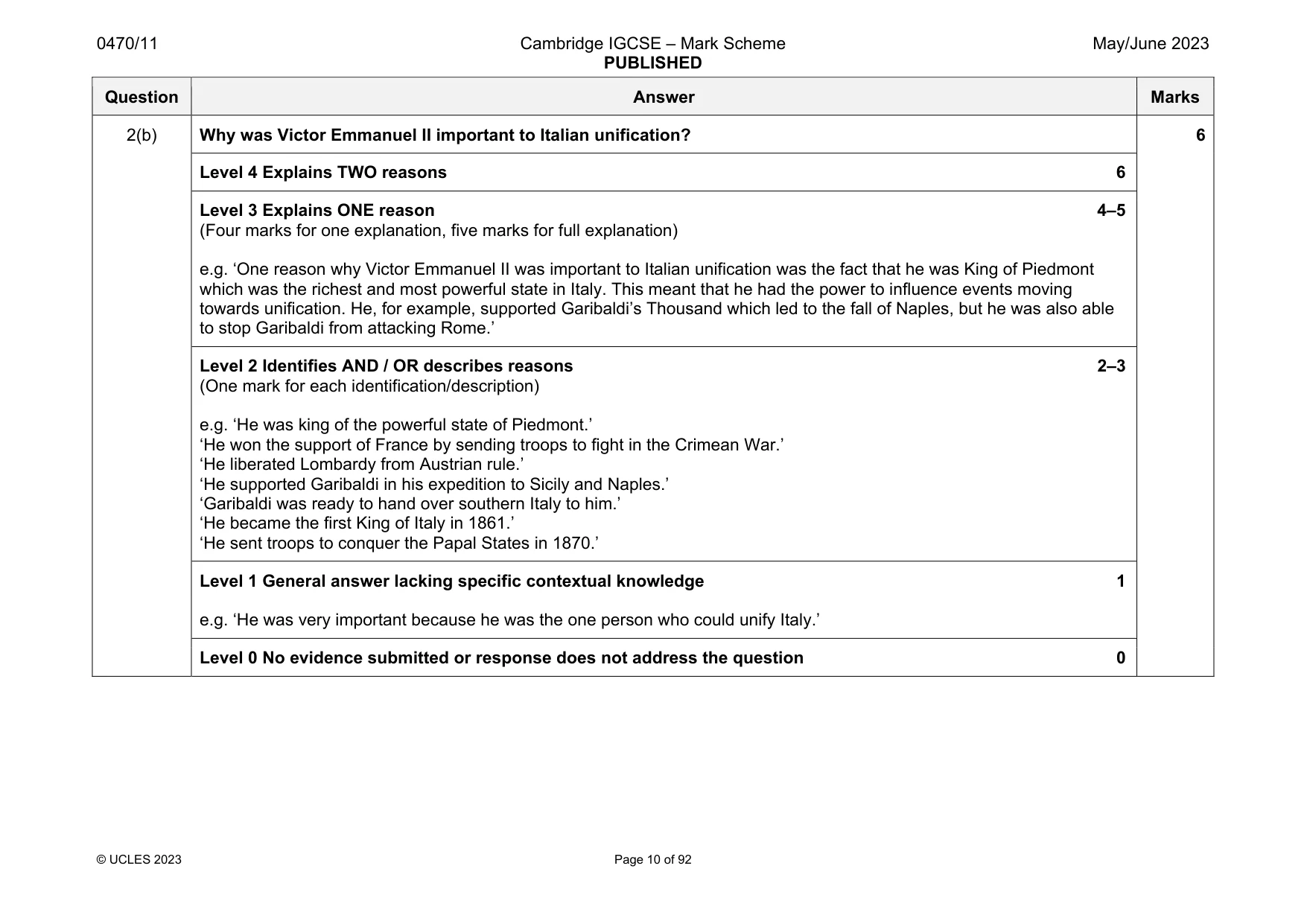 Mark scheme, page 10 of 92