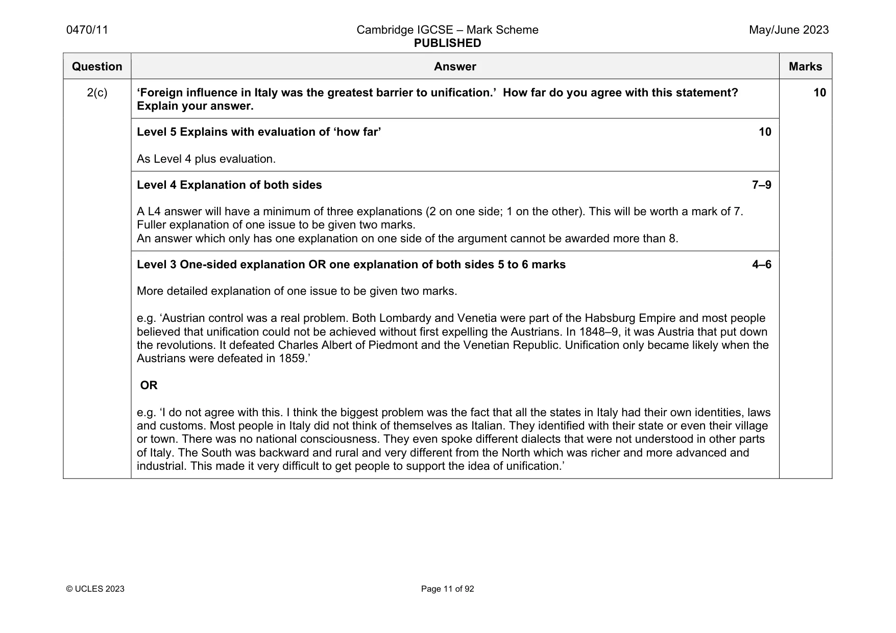Mark scheme, page 11 of 92