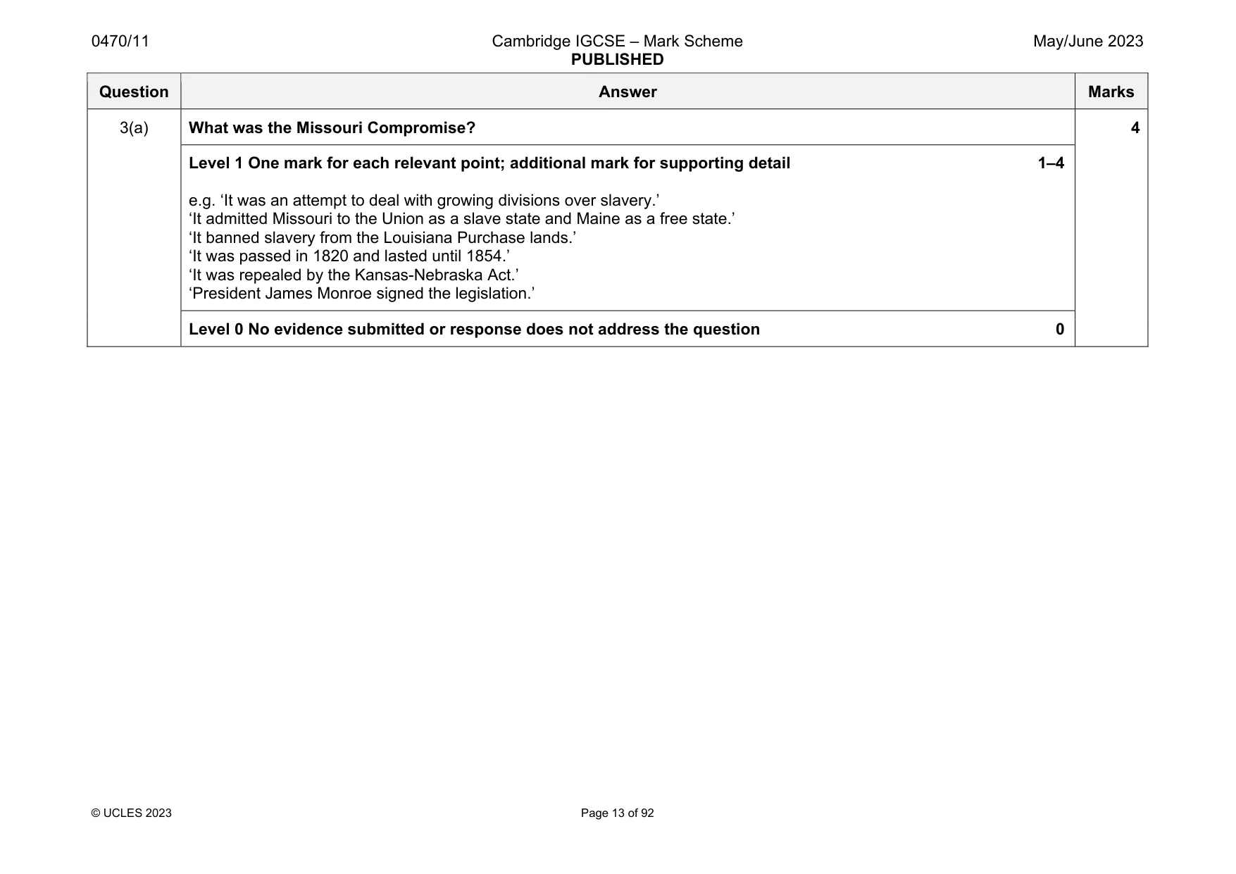 Mark scheme, page 13 of 92