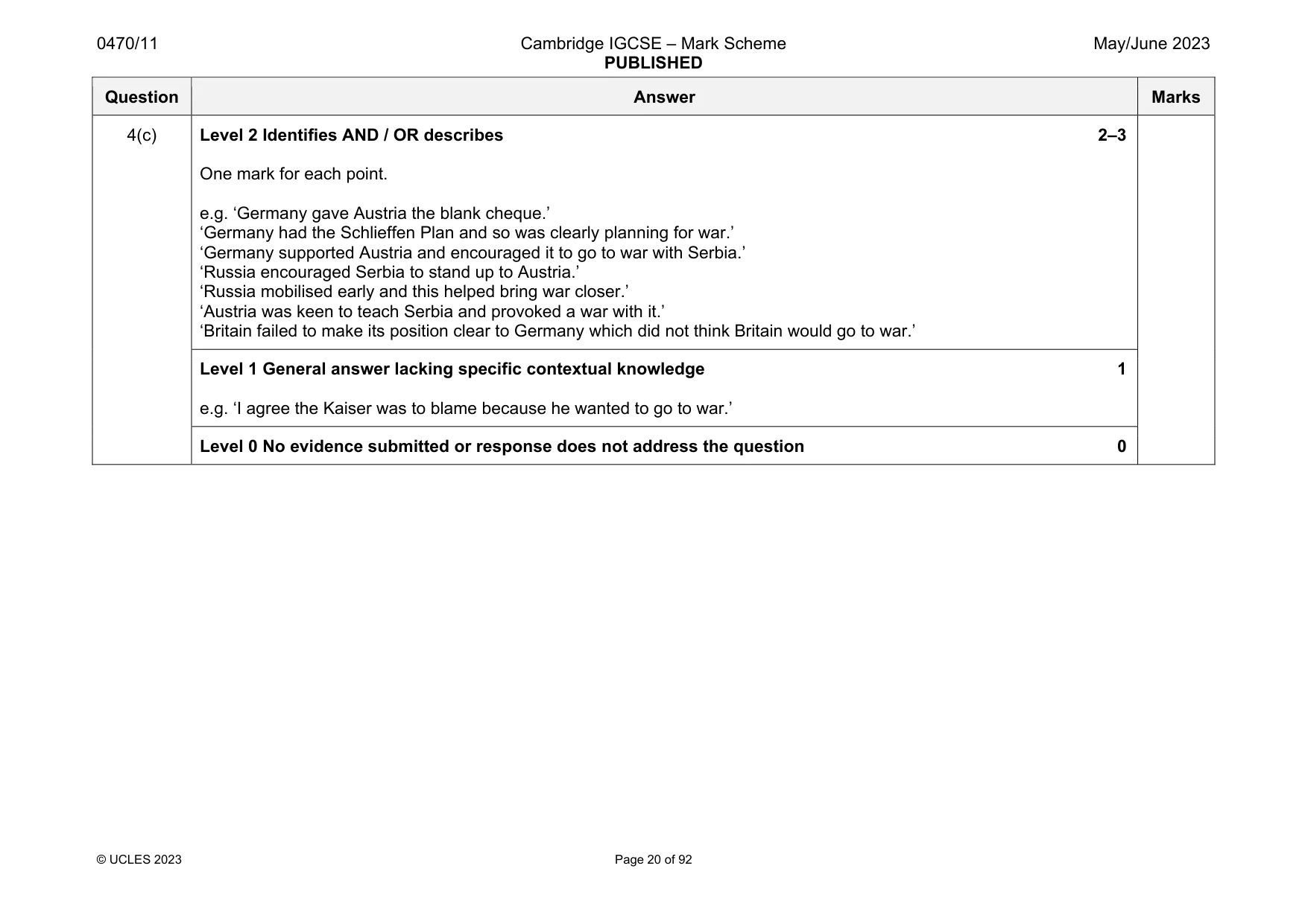 Mark scheme, page 20 of 92