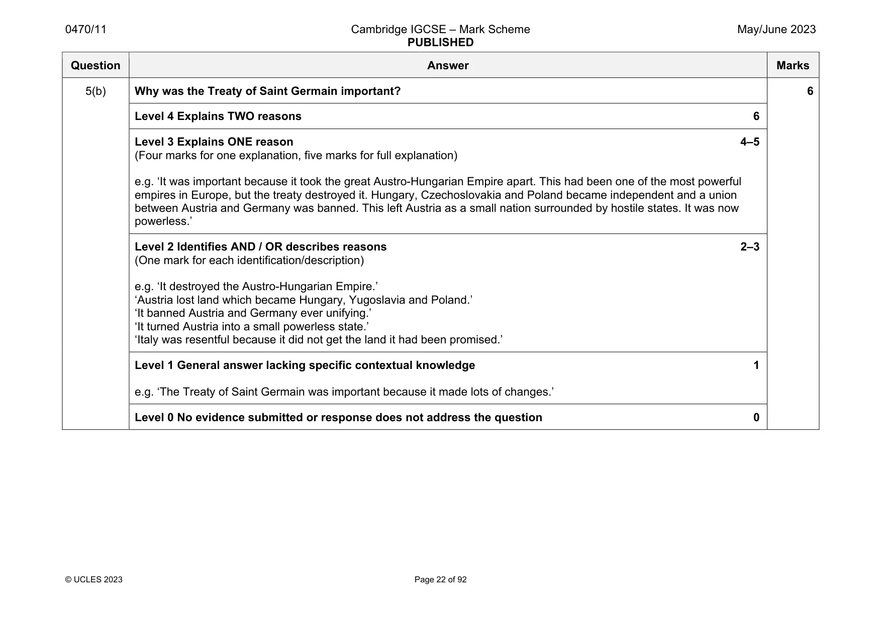Mark scheme, page 22 of 92