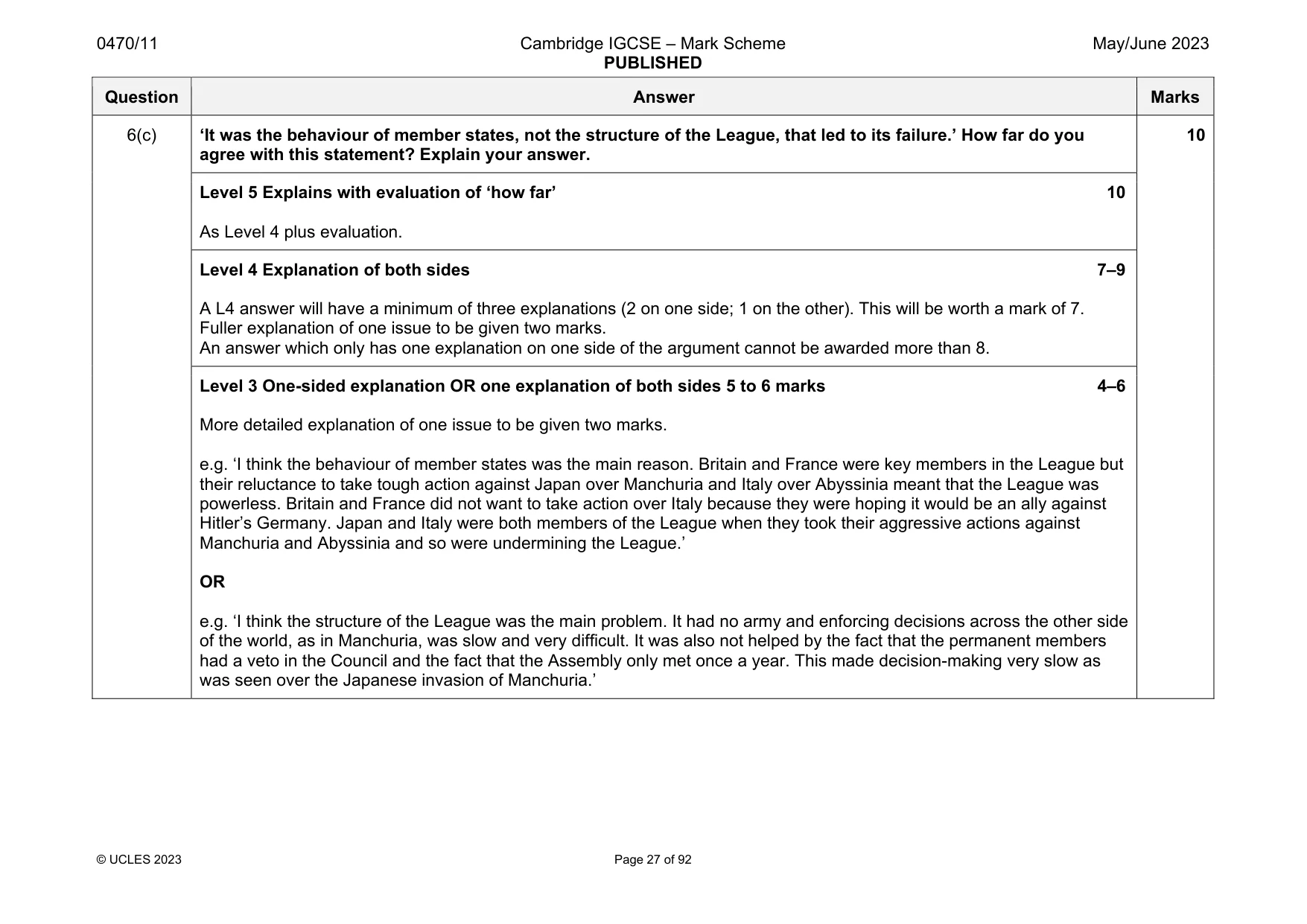 Mark scheme, page 27 of 92