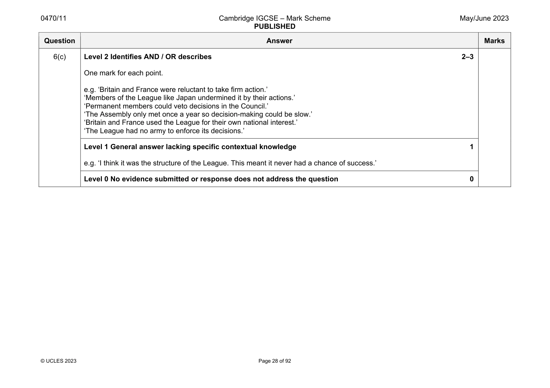 Mark scheme, page 28 of 92