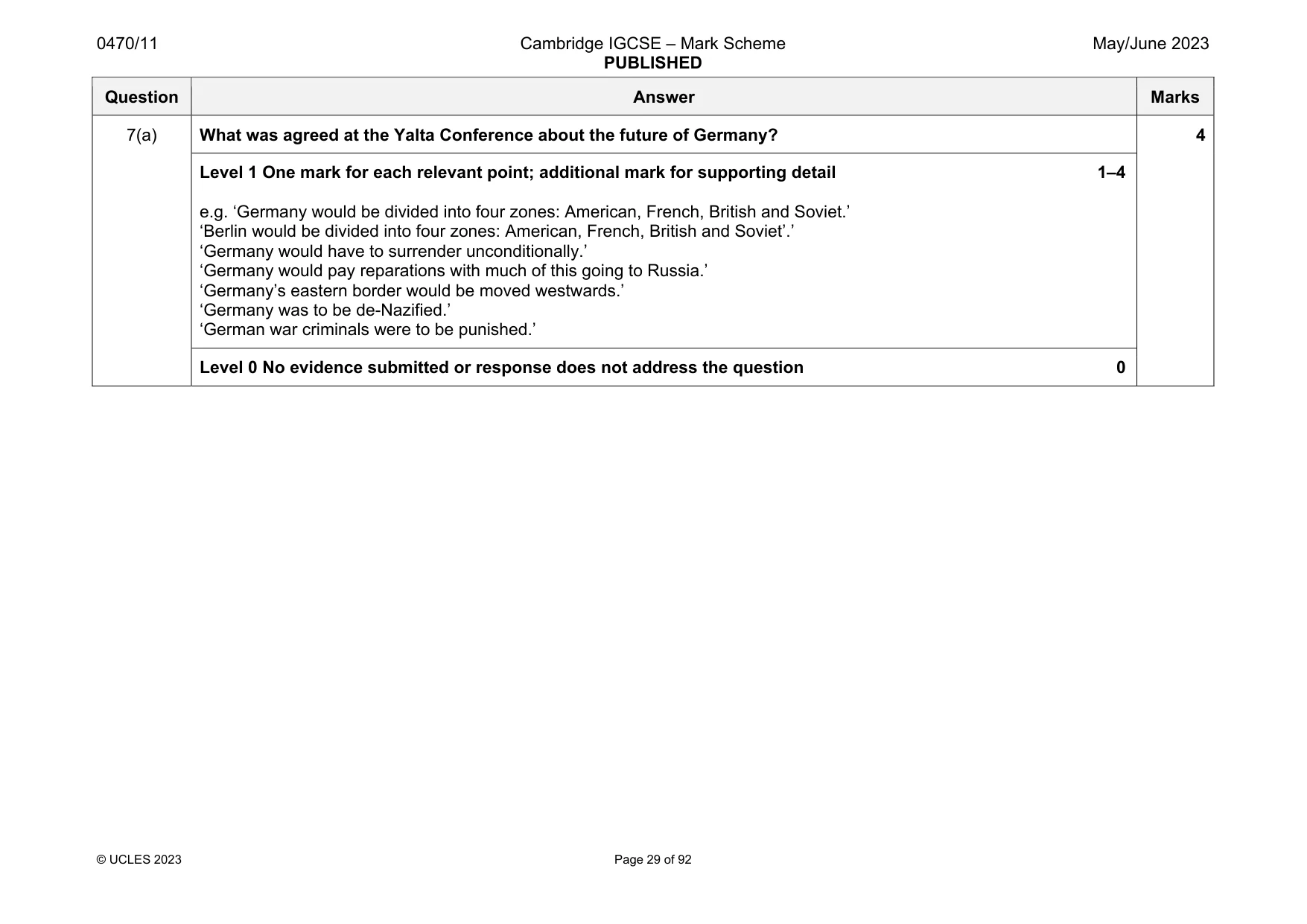 Mark scheme, page 29 of 92