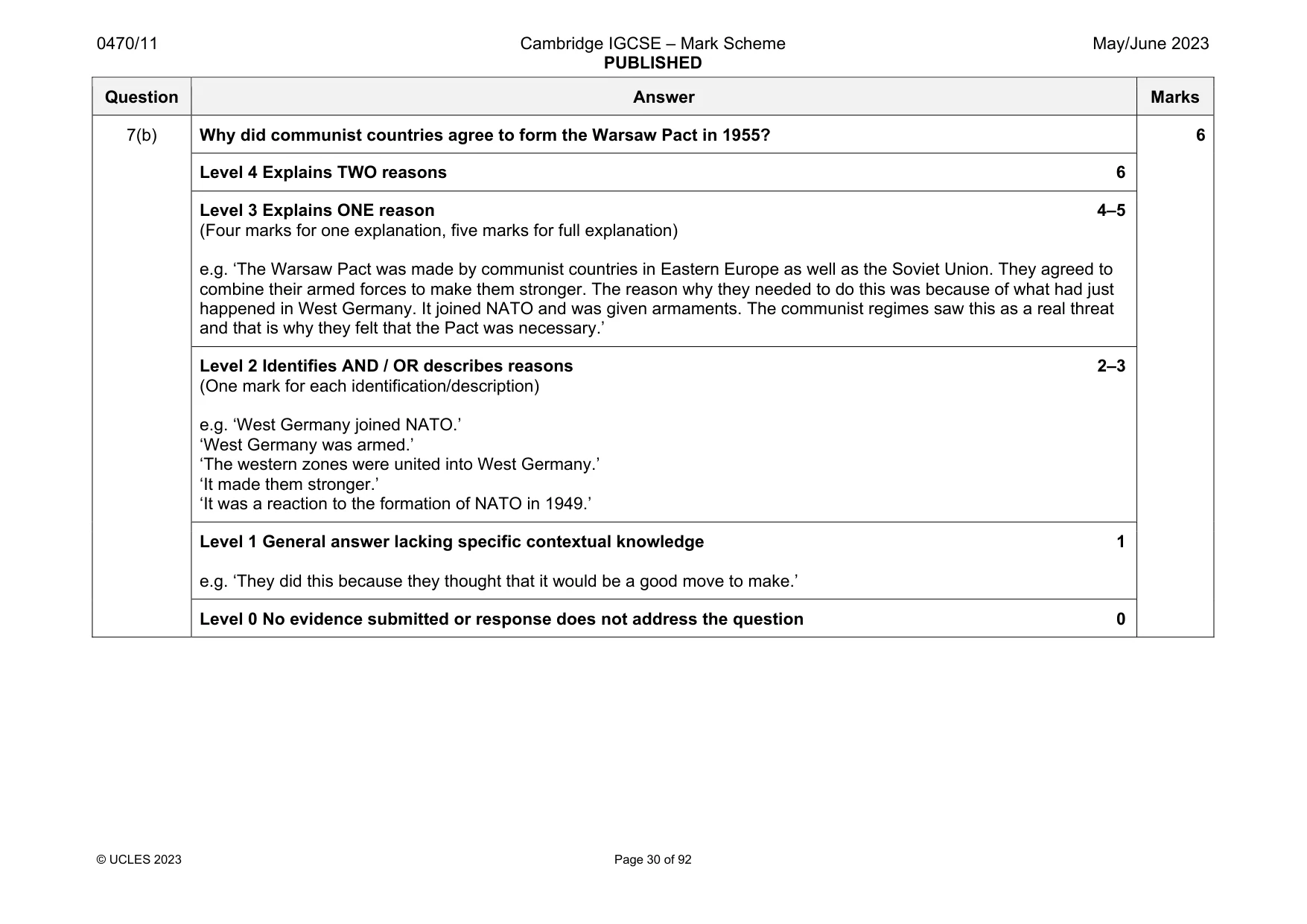 Mark scheme, page 30 of 92