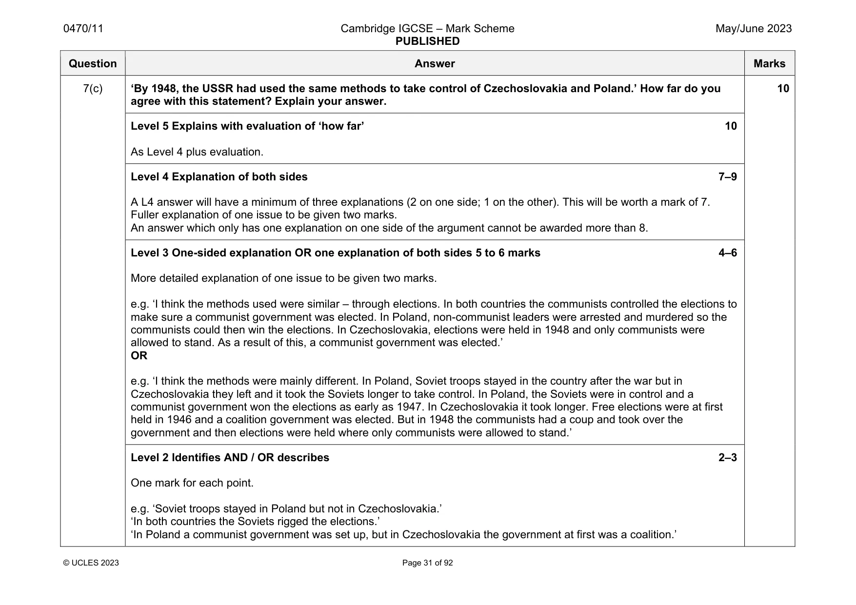 Mark scheme, page 31 of 92