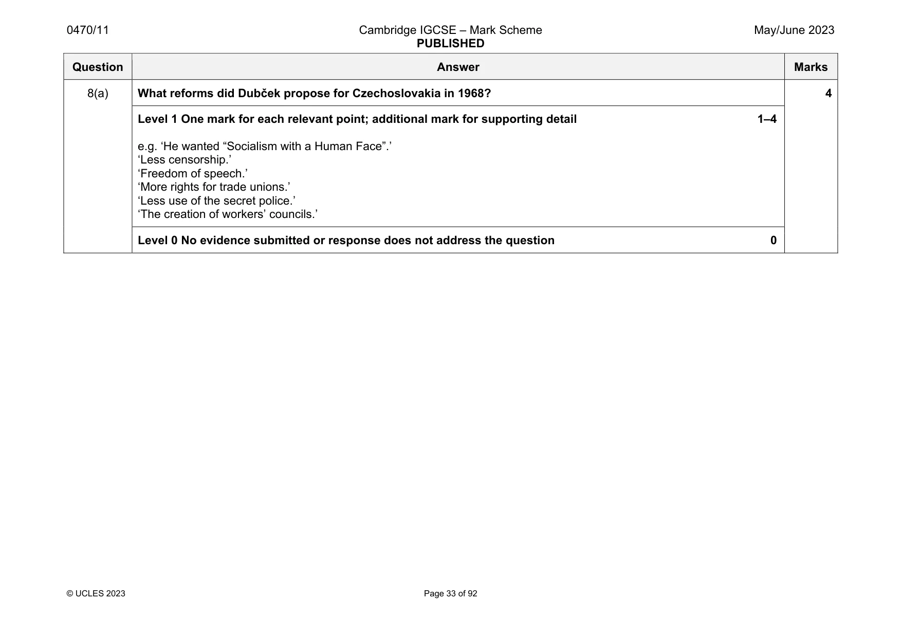 Mark scheme, page 33 of 92