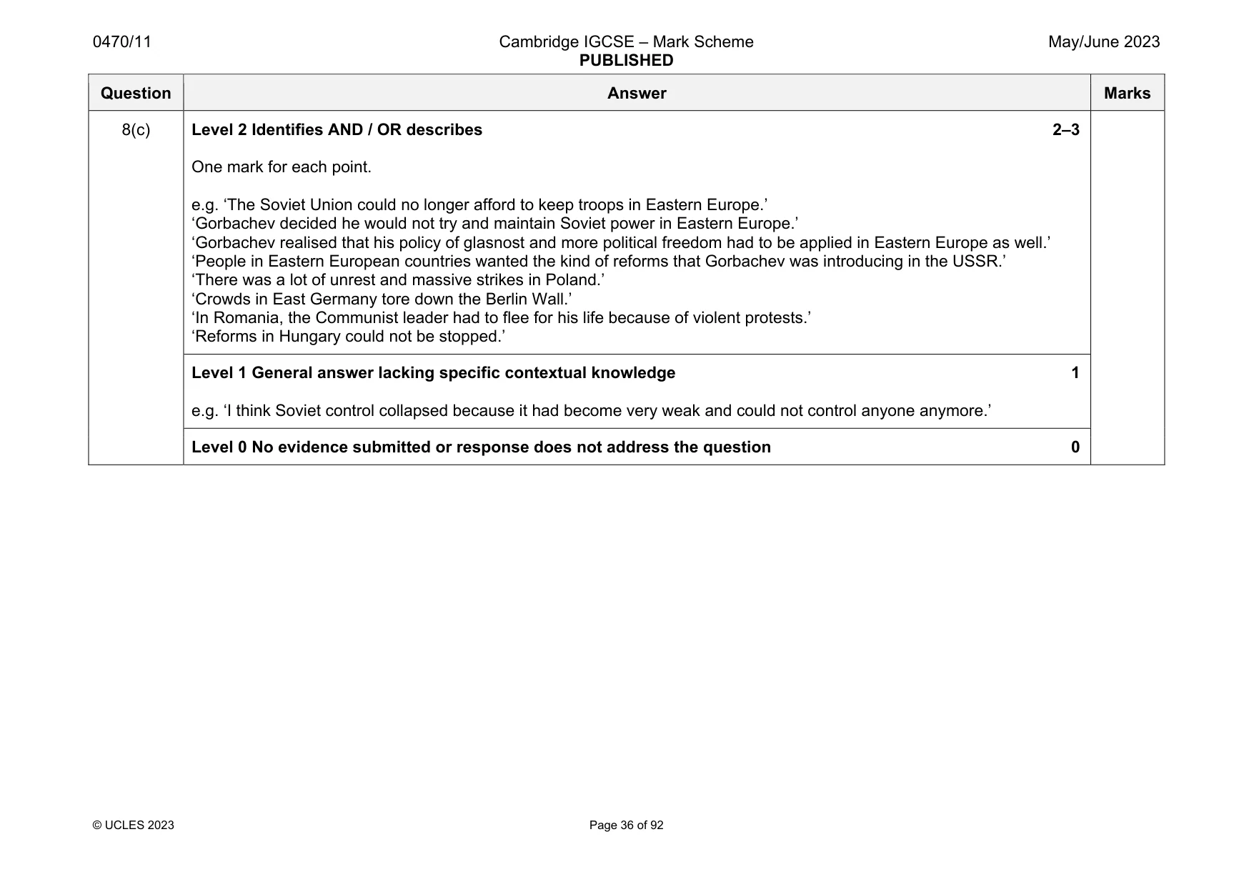 Mark scheme, page 36 of 92