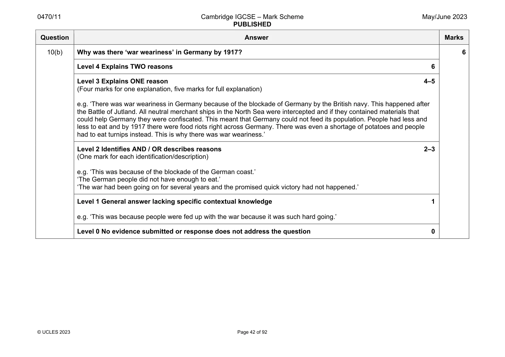 Mark scheme, page 42 of 92