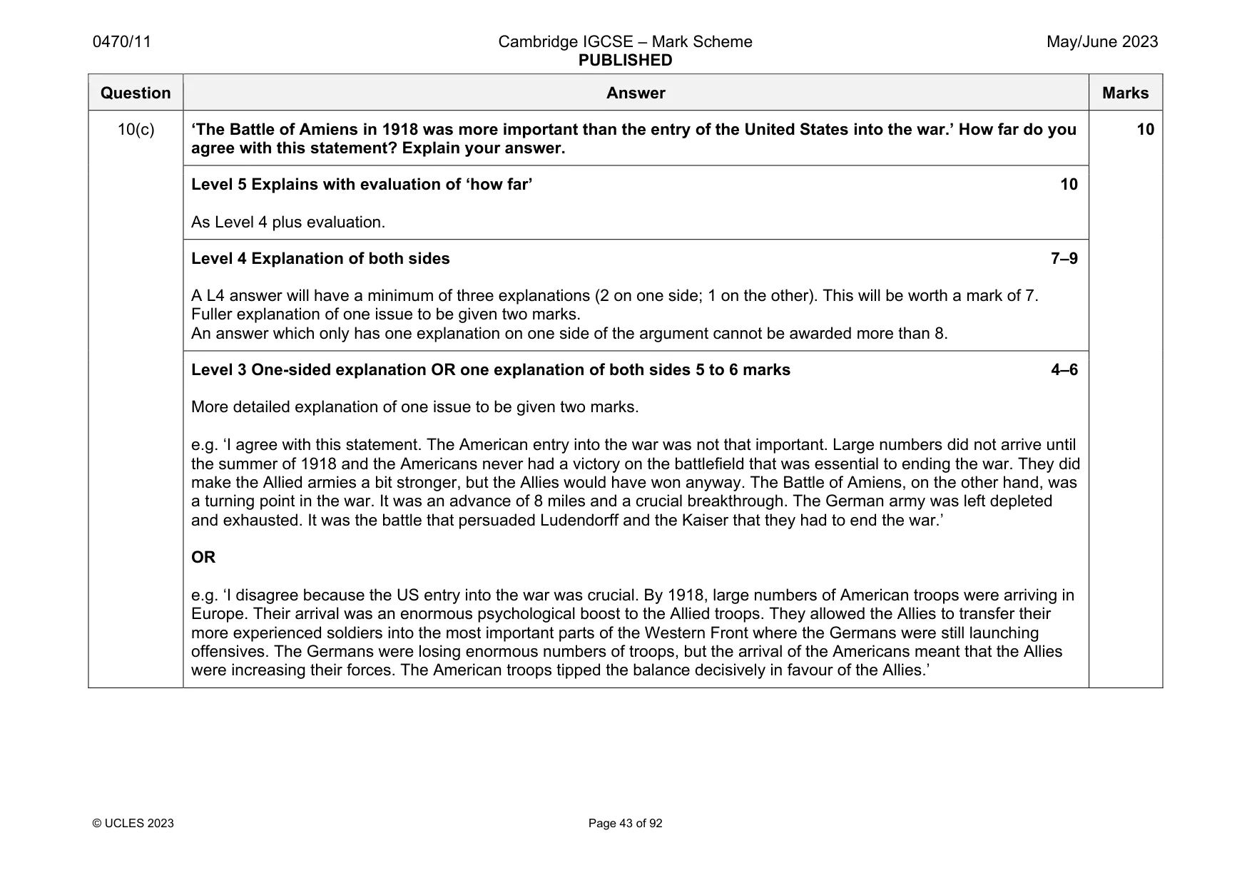 Mark scheme, page 43 of 92