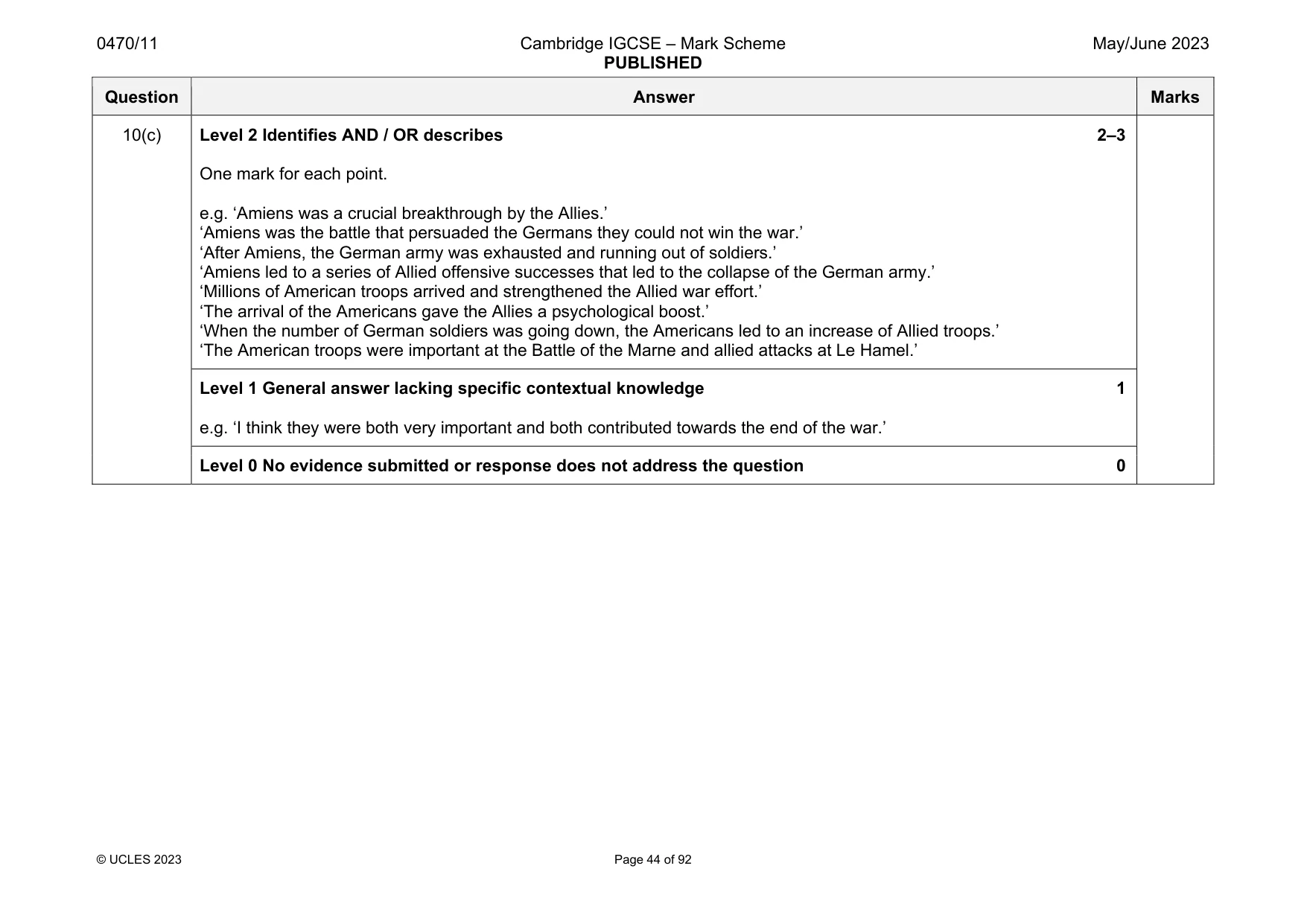 Mark scheme, page 44 of 92