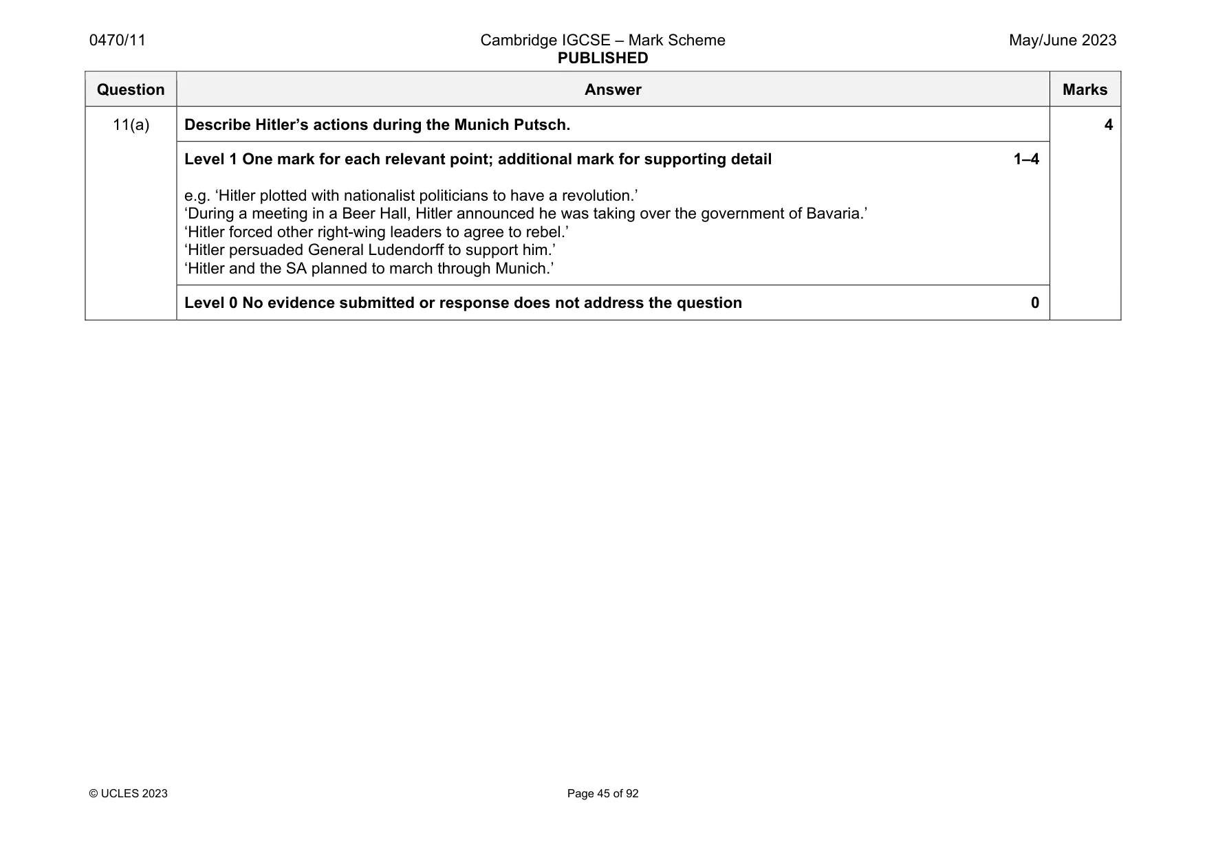 Mark scheme, page 45 of 92