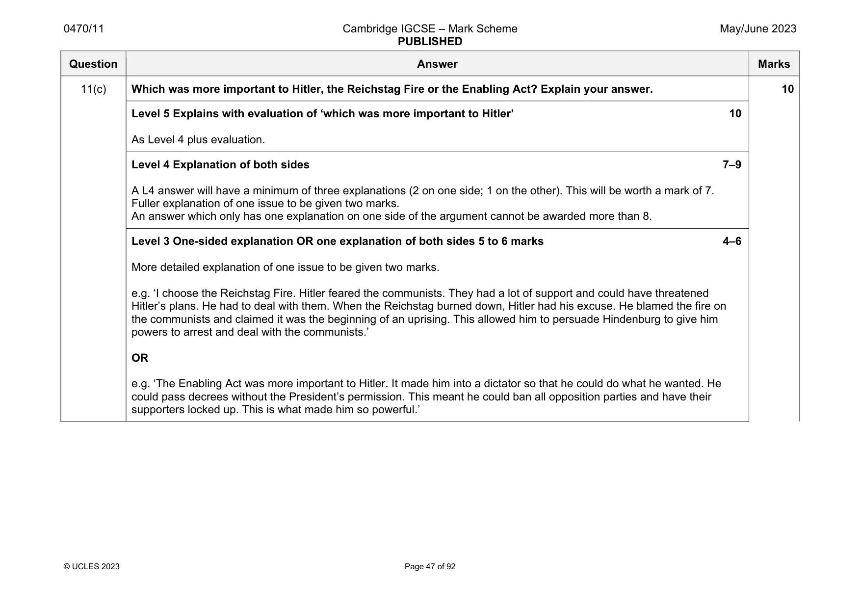 Mark scheme, page 47 of 92
