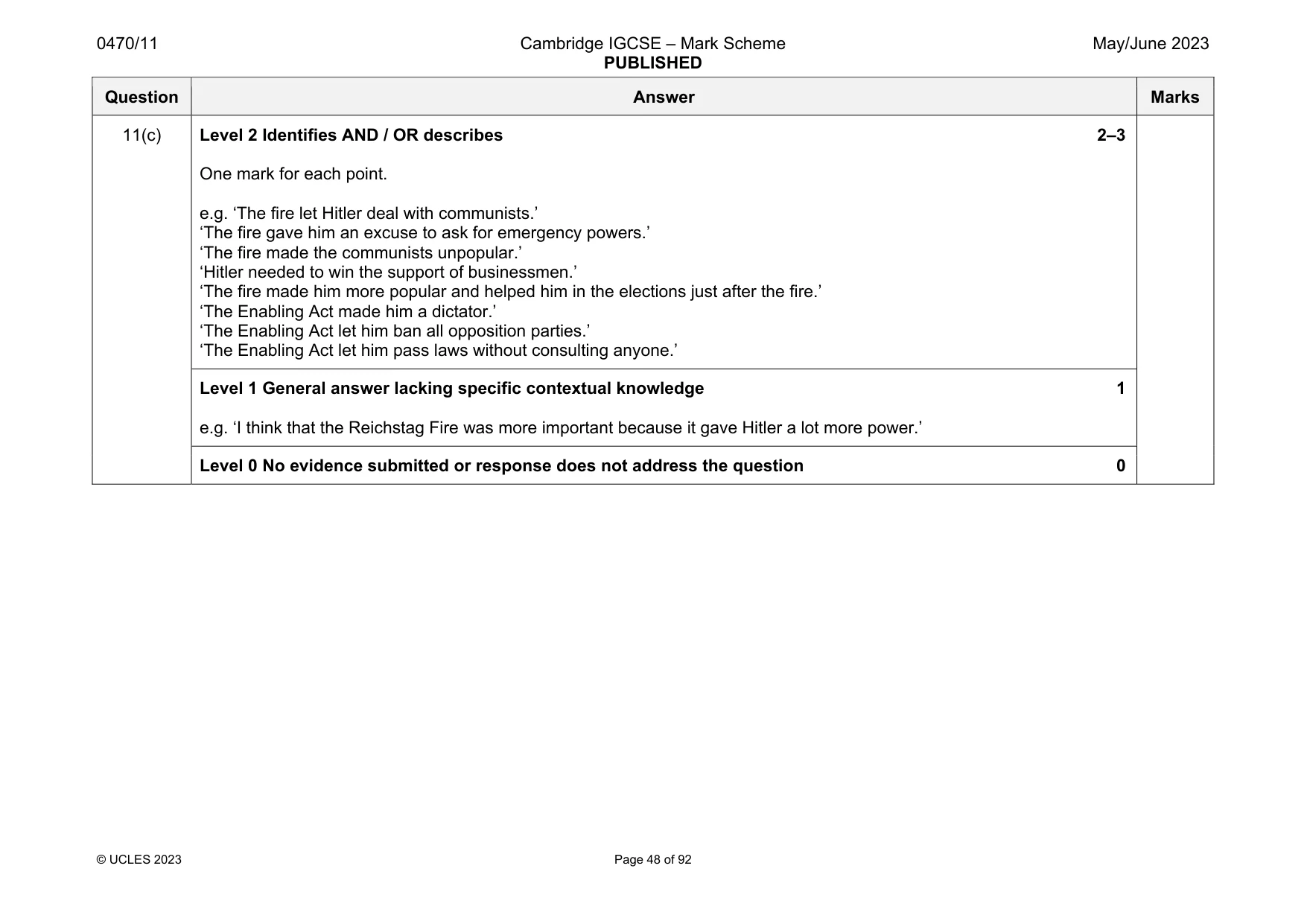 Mark scheme, page 48 of 92