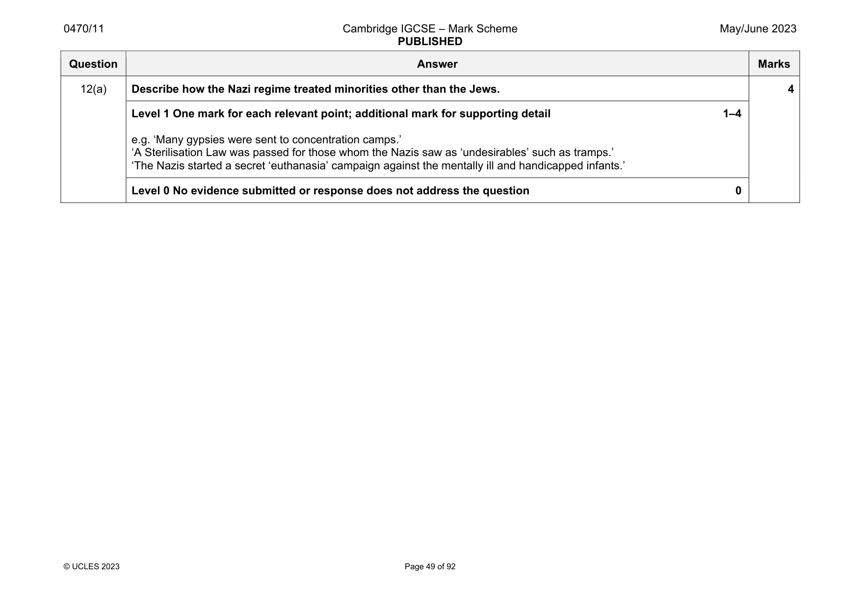 Mark scheme, page 49 of 92