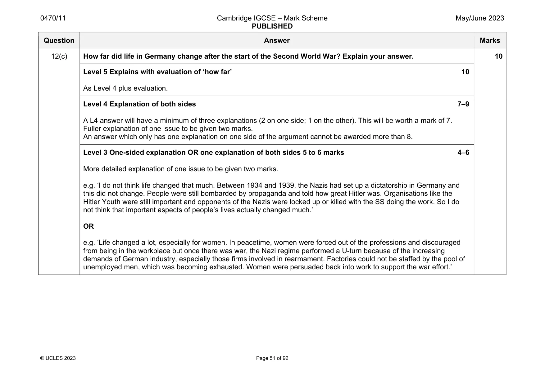 Mark scheme, page 51 of 92