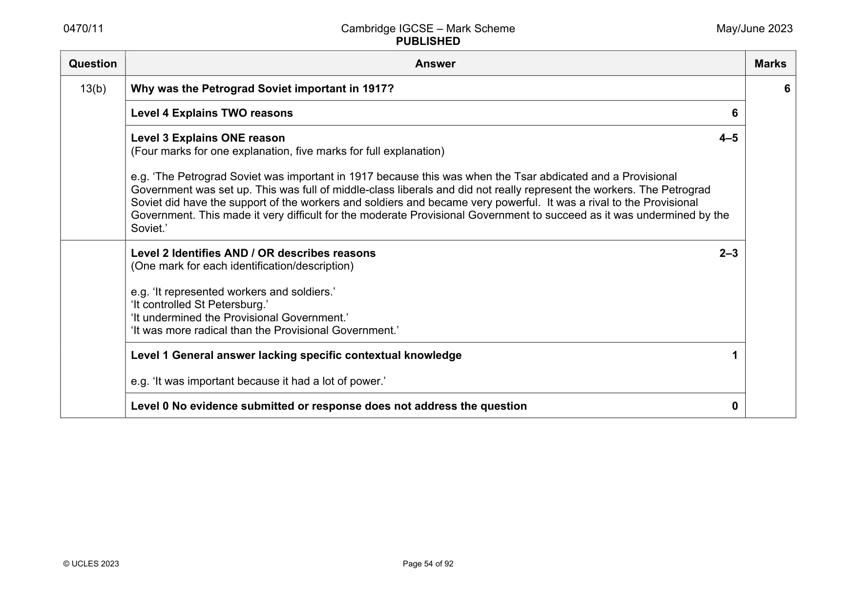 Mark scheme, page 54 of 92