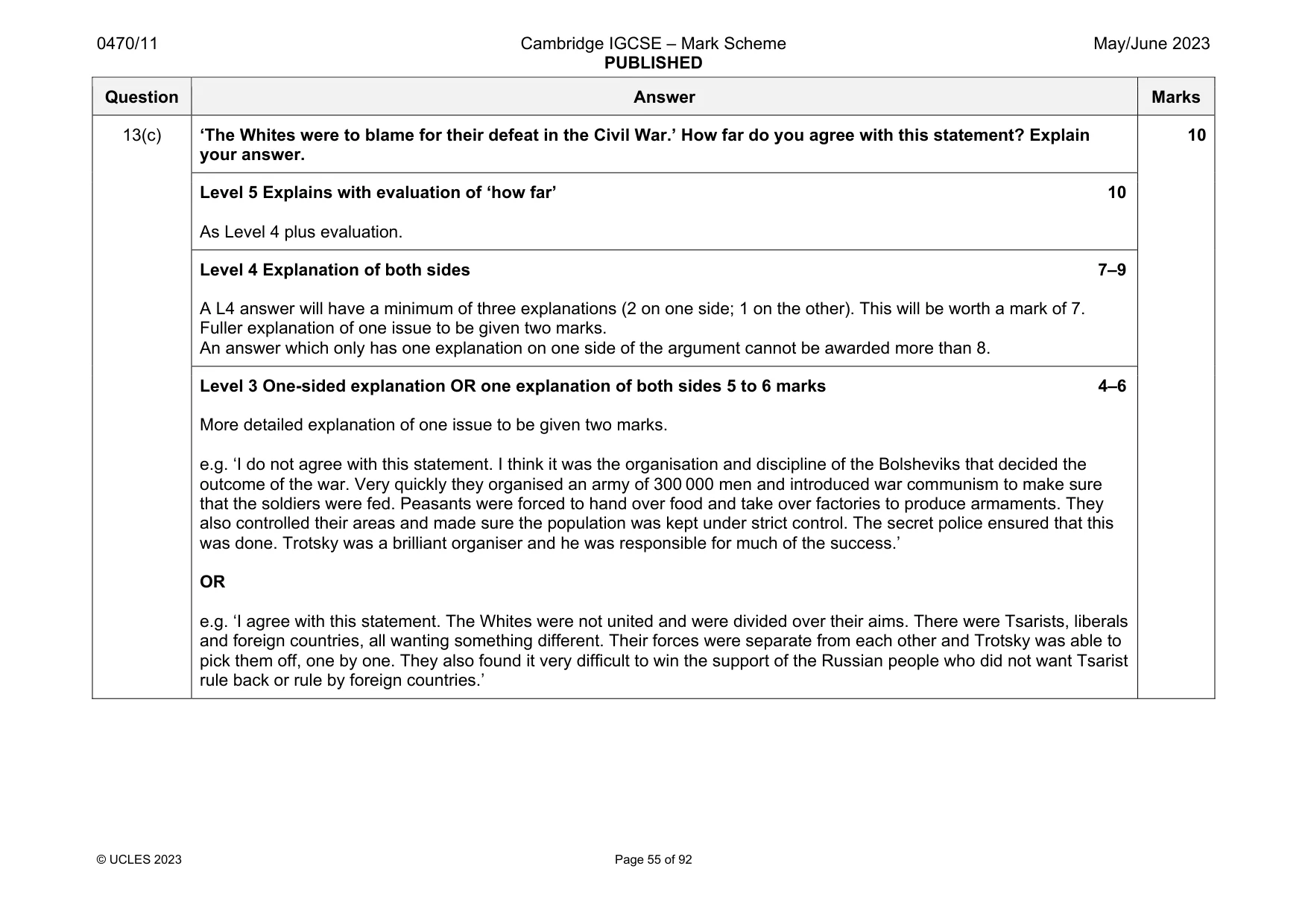 Mark scheme, page 55 of 92
