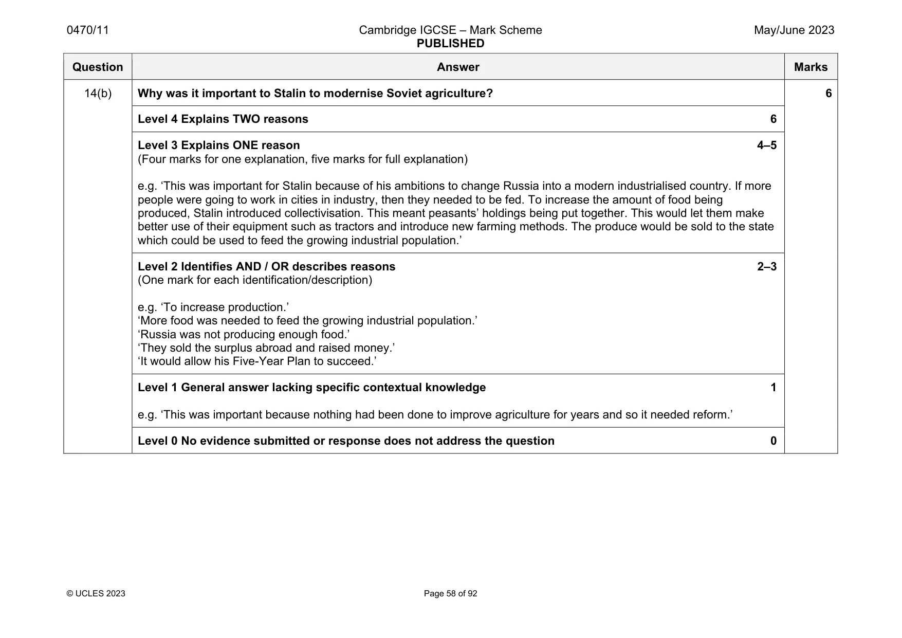 Mark scheme, page 58 of 92