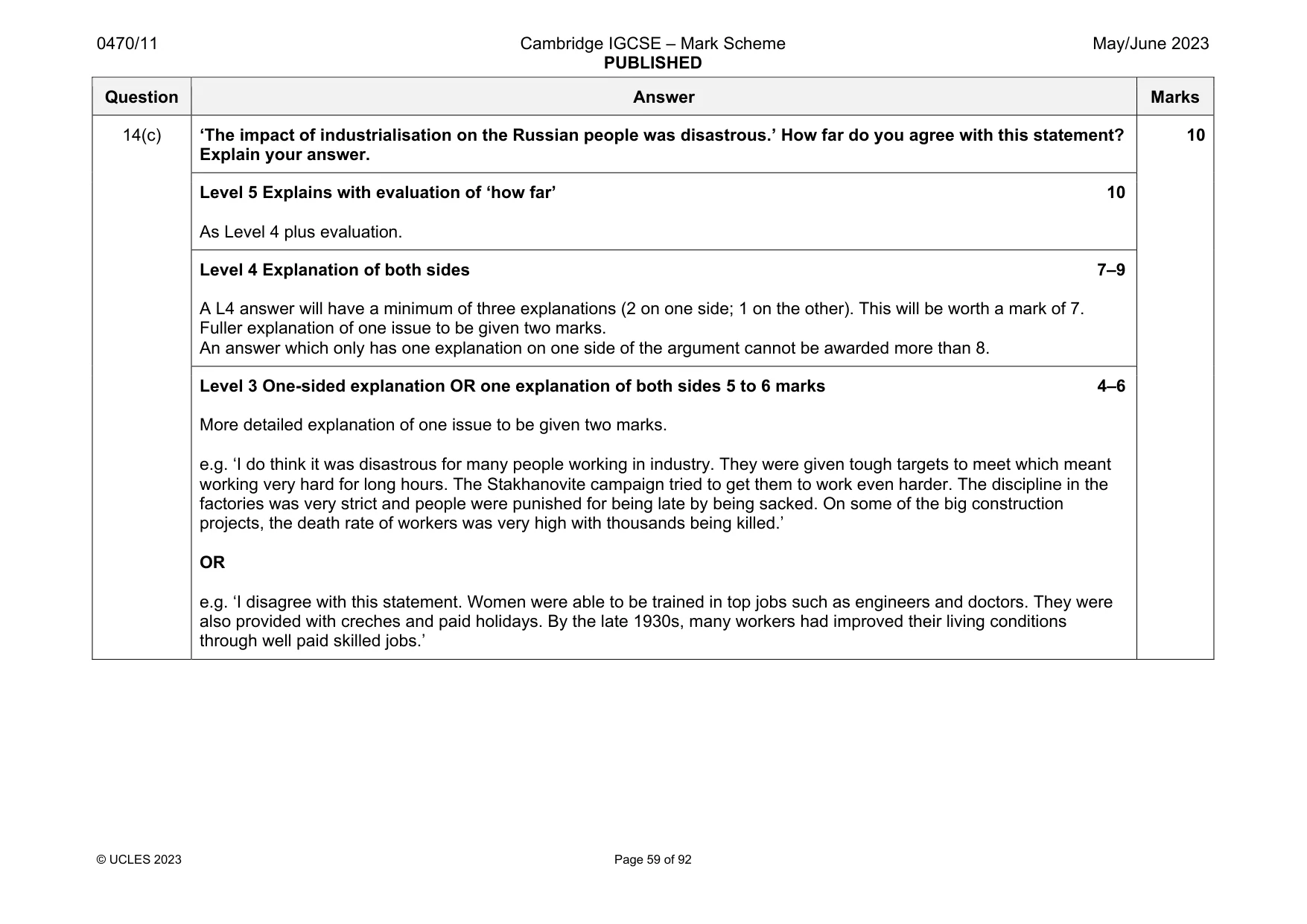Mark scheme, page 59 of 92