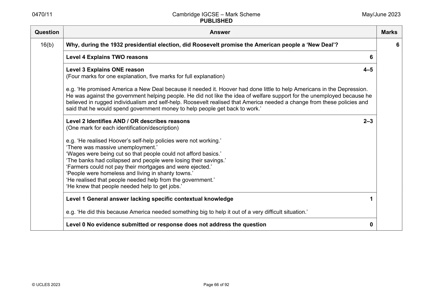 Mark scheme, page 66 of 92