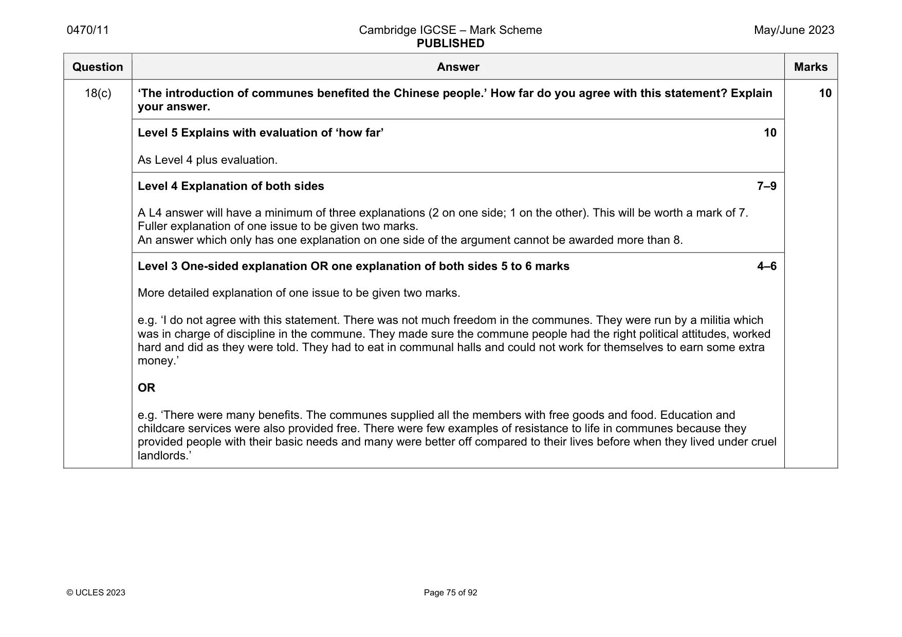 Mark scheme, page 75 of 92