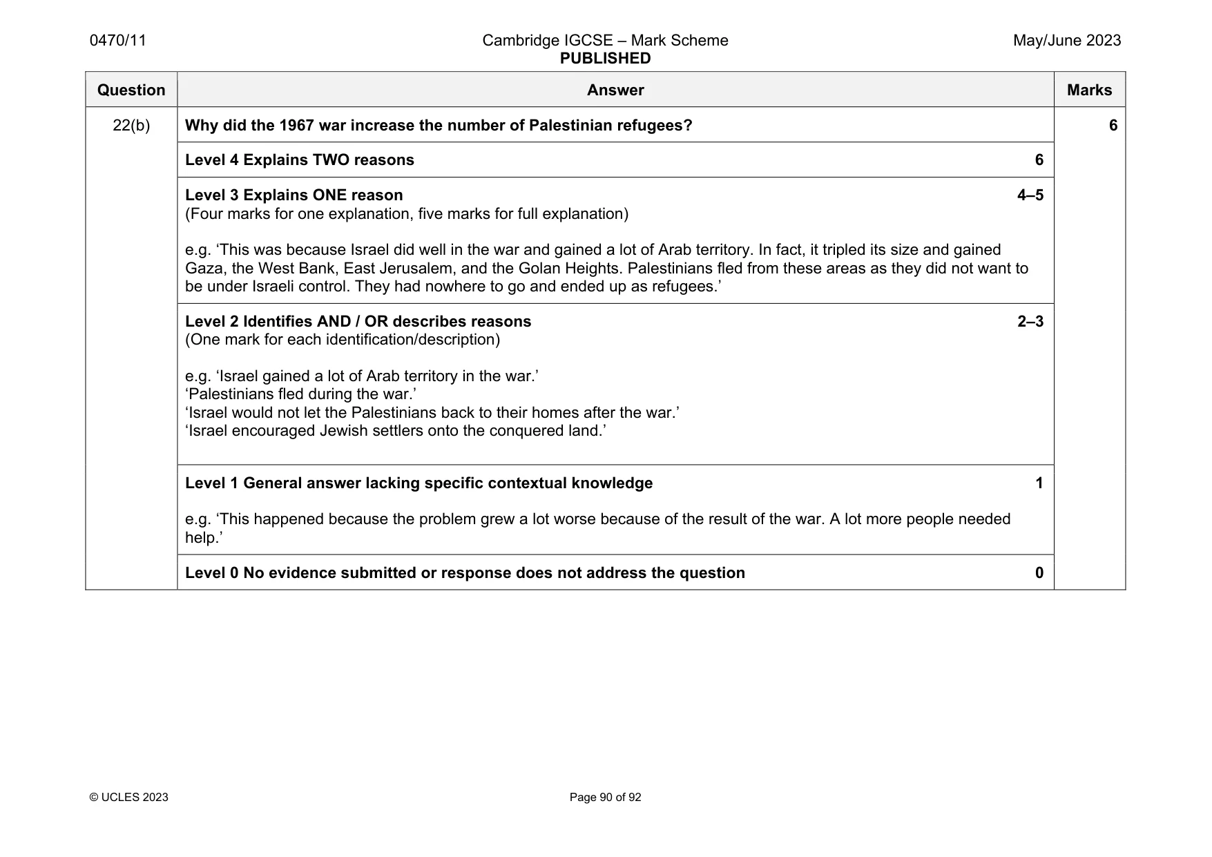 Mark scheme, page 90 of 92