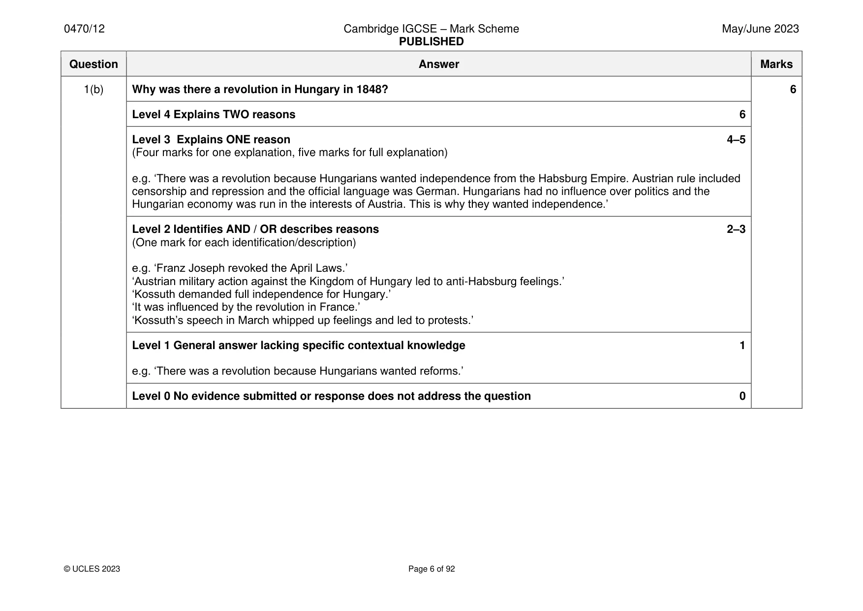 Mark scheme, page 6 of 92