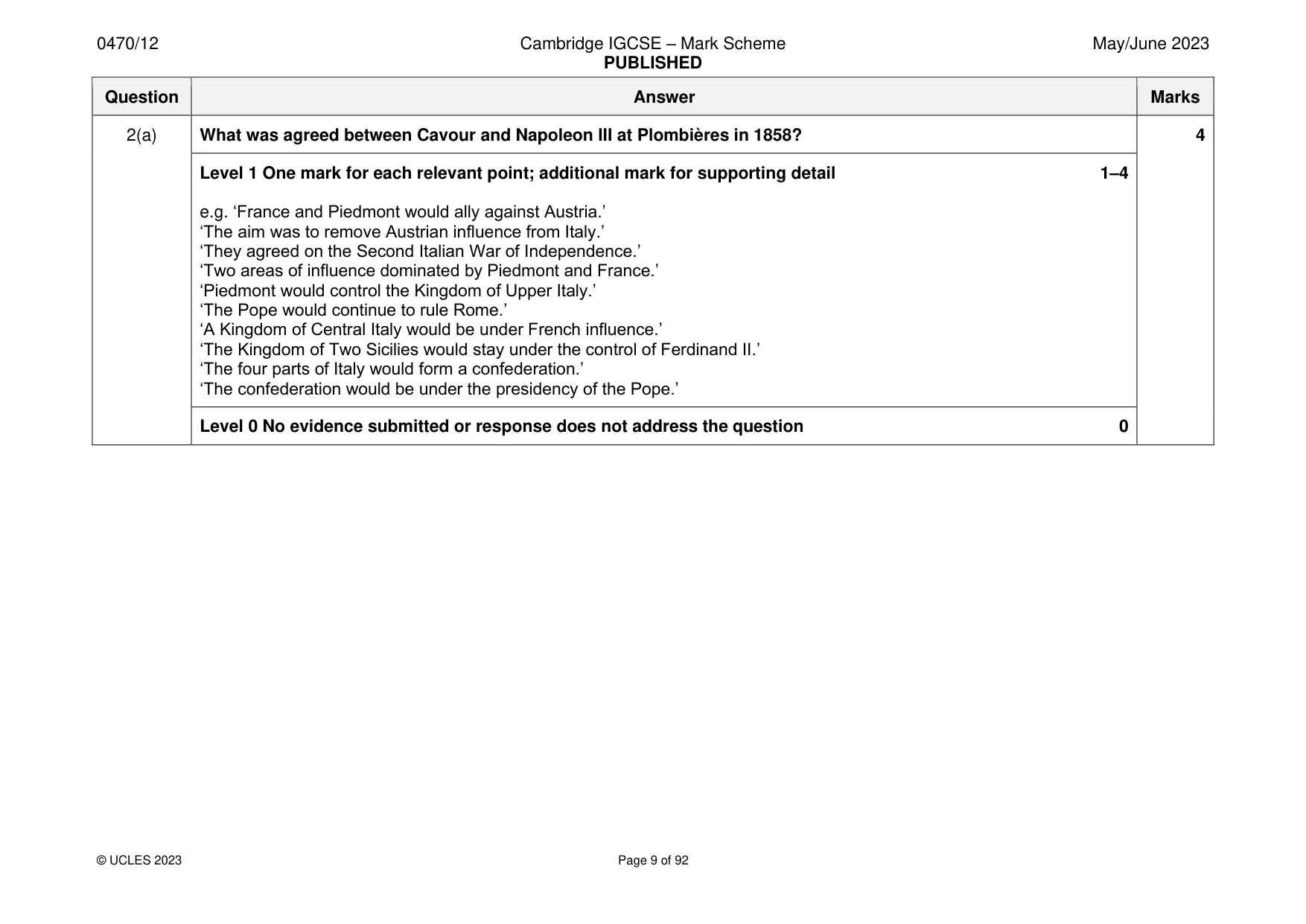 Mark scheme, page 9 of 92