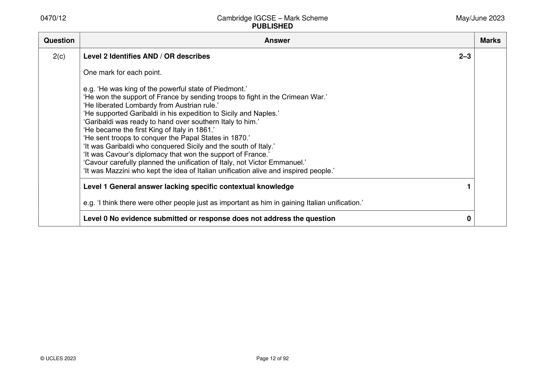 Mark scheme, page 12 of 92