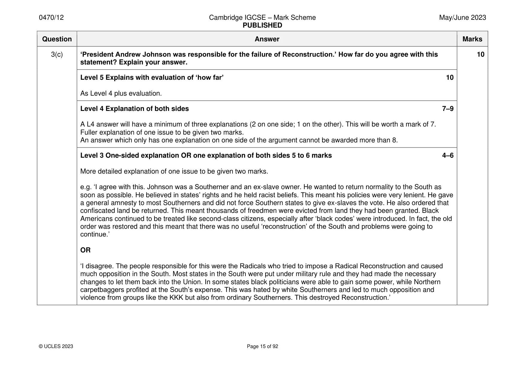 Mark scheme, page 15 of 92