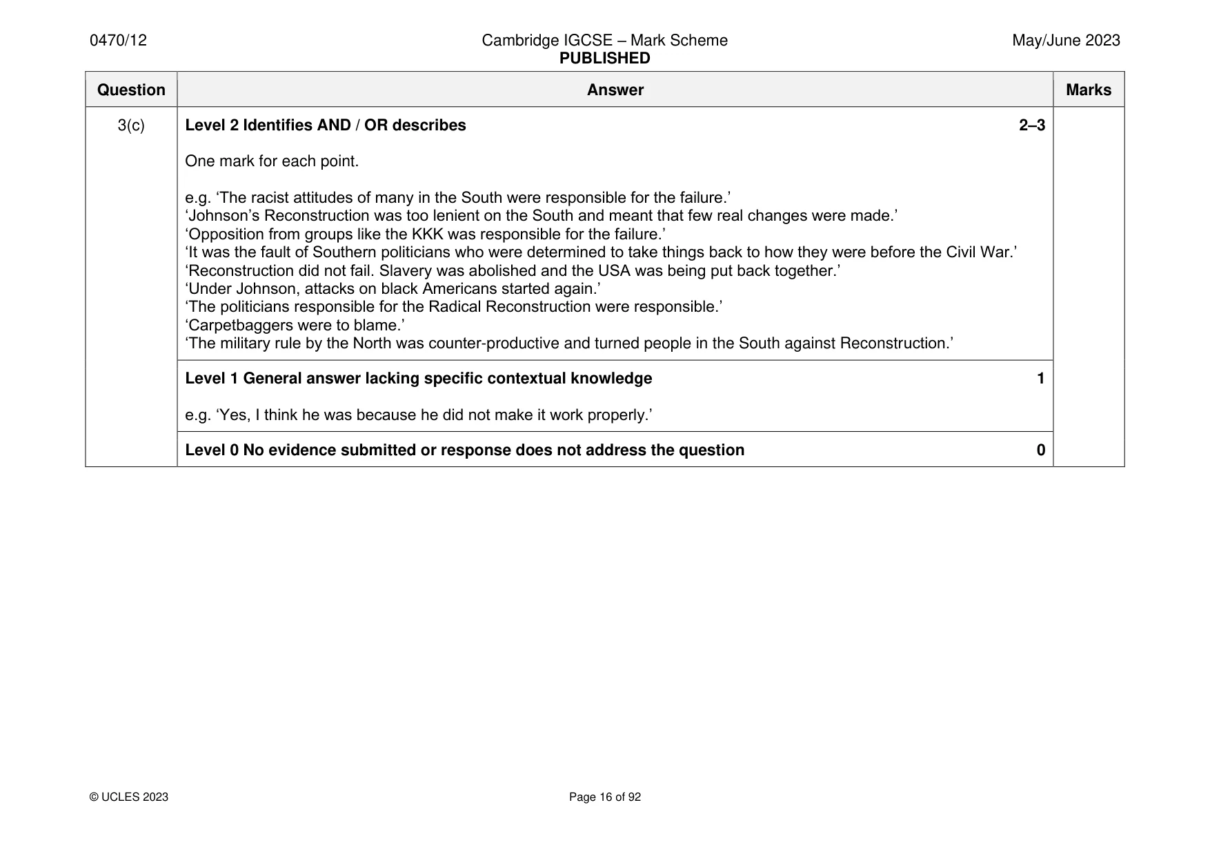 Mark scheme, page 16 of 92