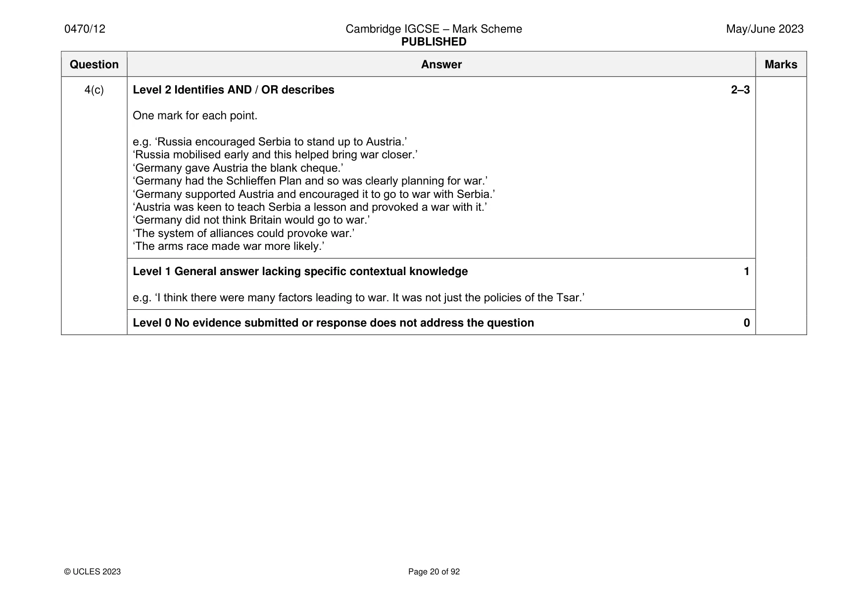 Mark scheme, page 20 of 92