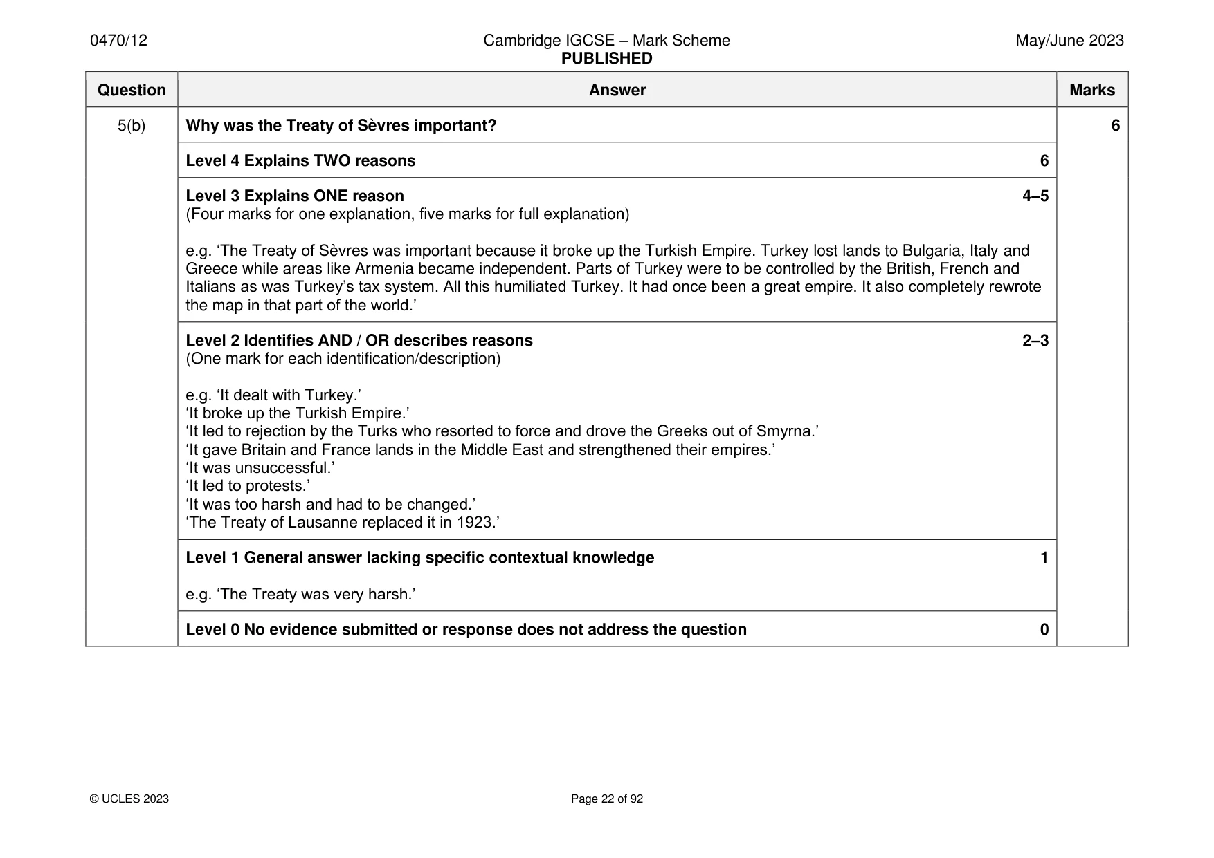 Mark scheme, page 22 of 92