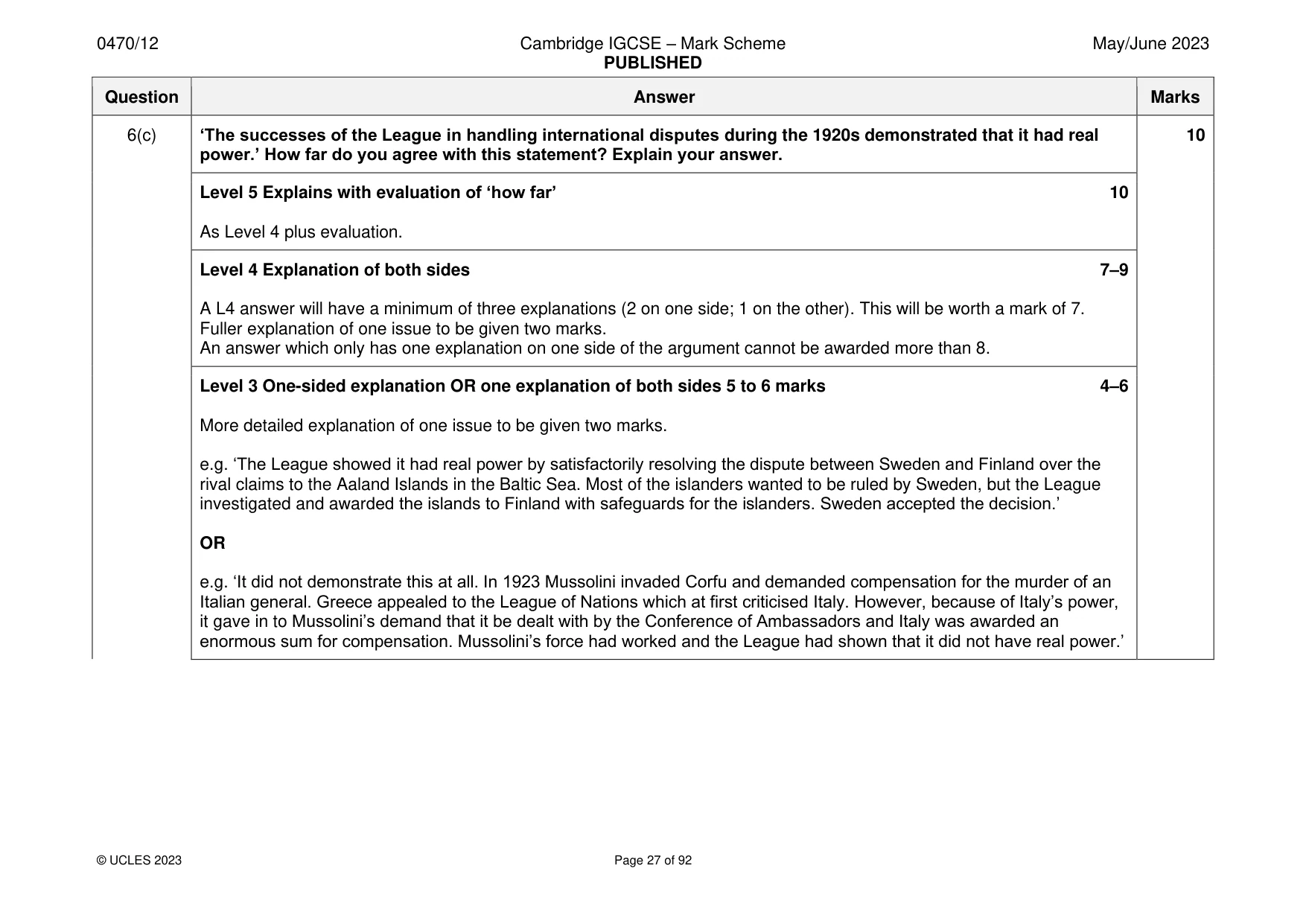 Mark scheme, page 27 of 92