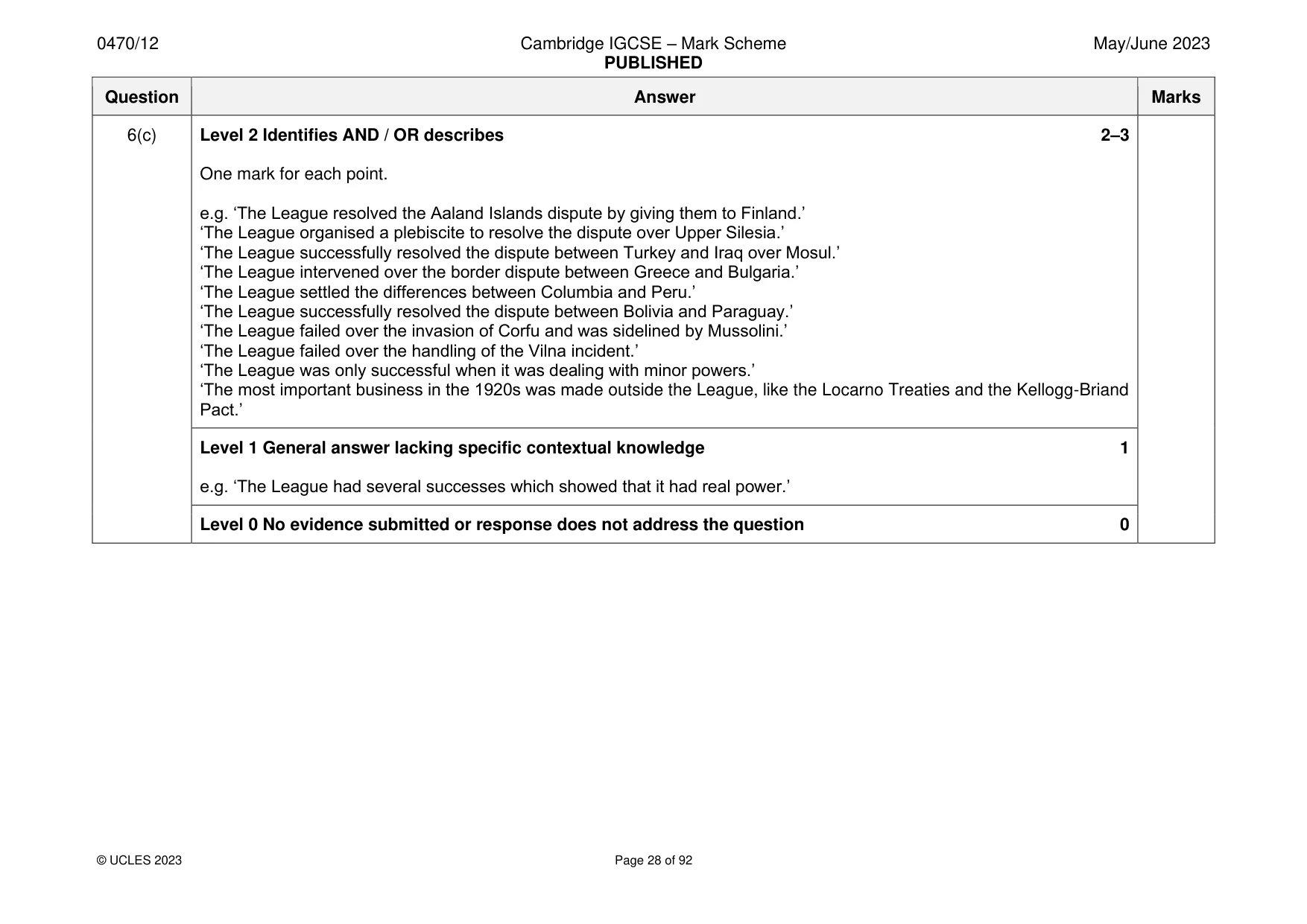 Mark scheme, page 28 of 92
