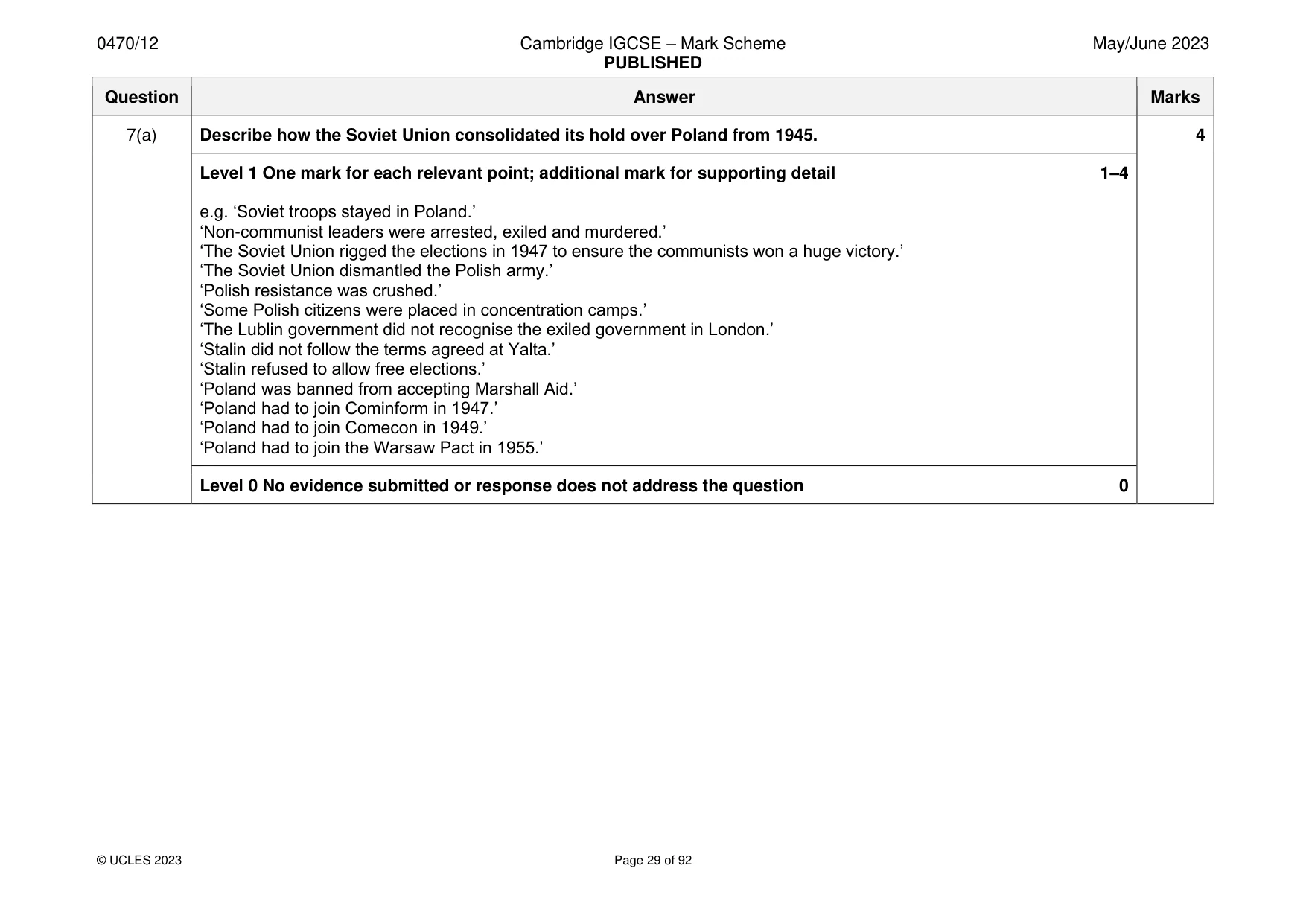 Mark scheme, page 29 of 92